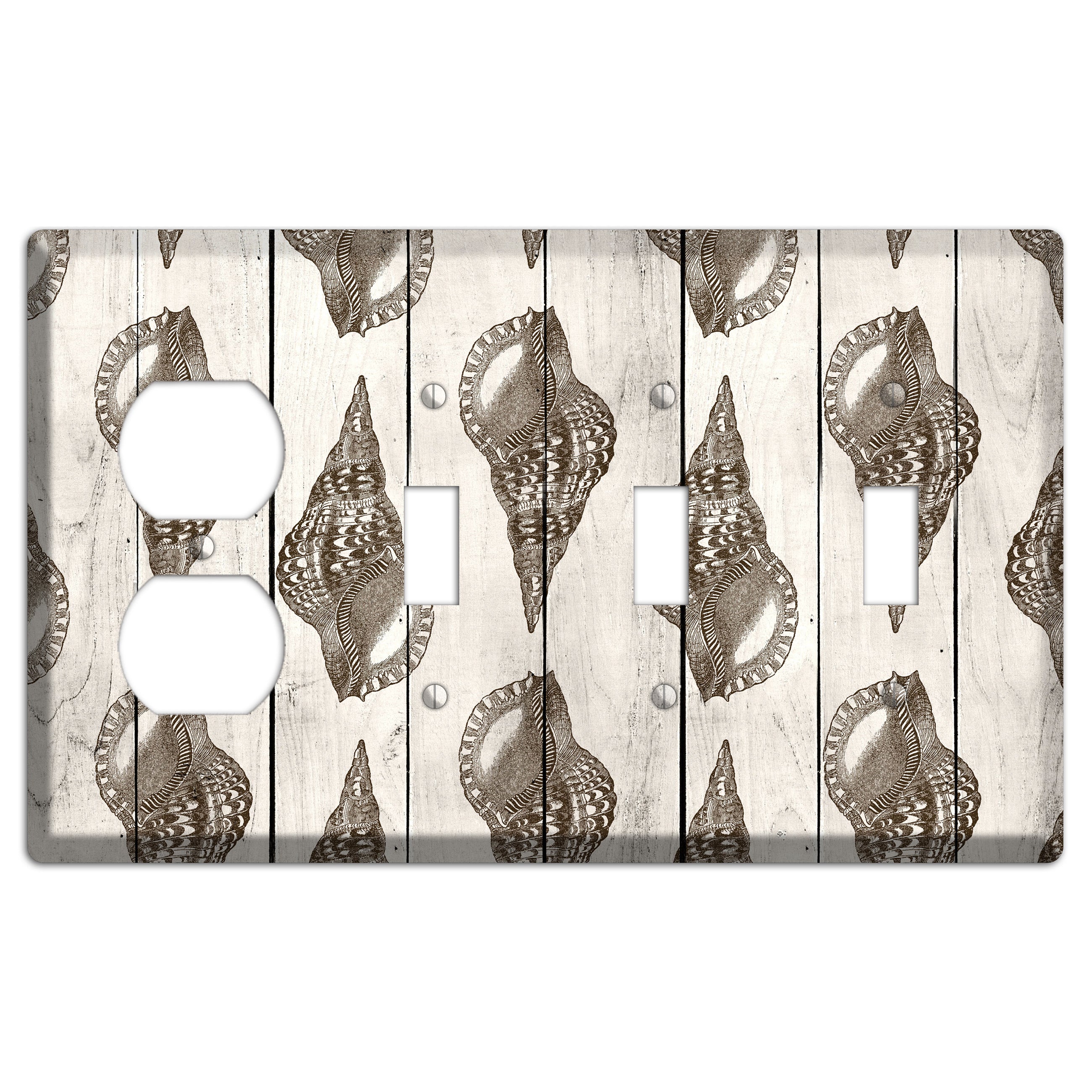 Shellbound Shore Duplex / 3 Toggle Wallplate