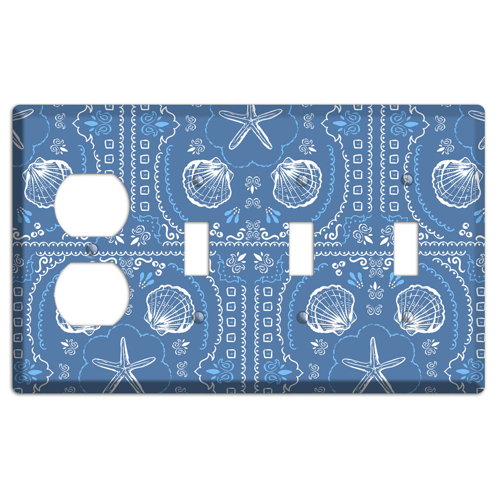 Cerulean Bandana Shore Duplex / 3 Toggle Wallplate