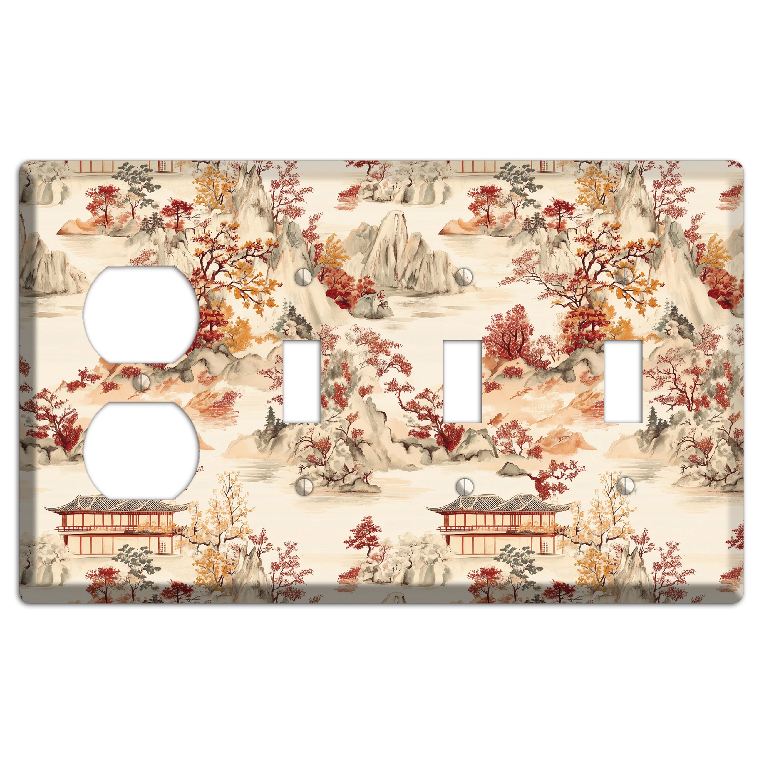 Mountain Autumn Reverie Duplex / 3 Toggle Wallplate