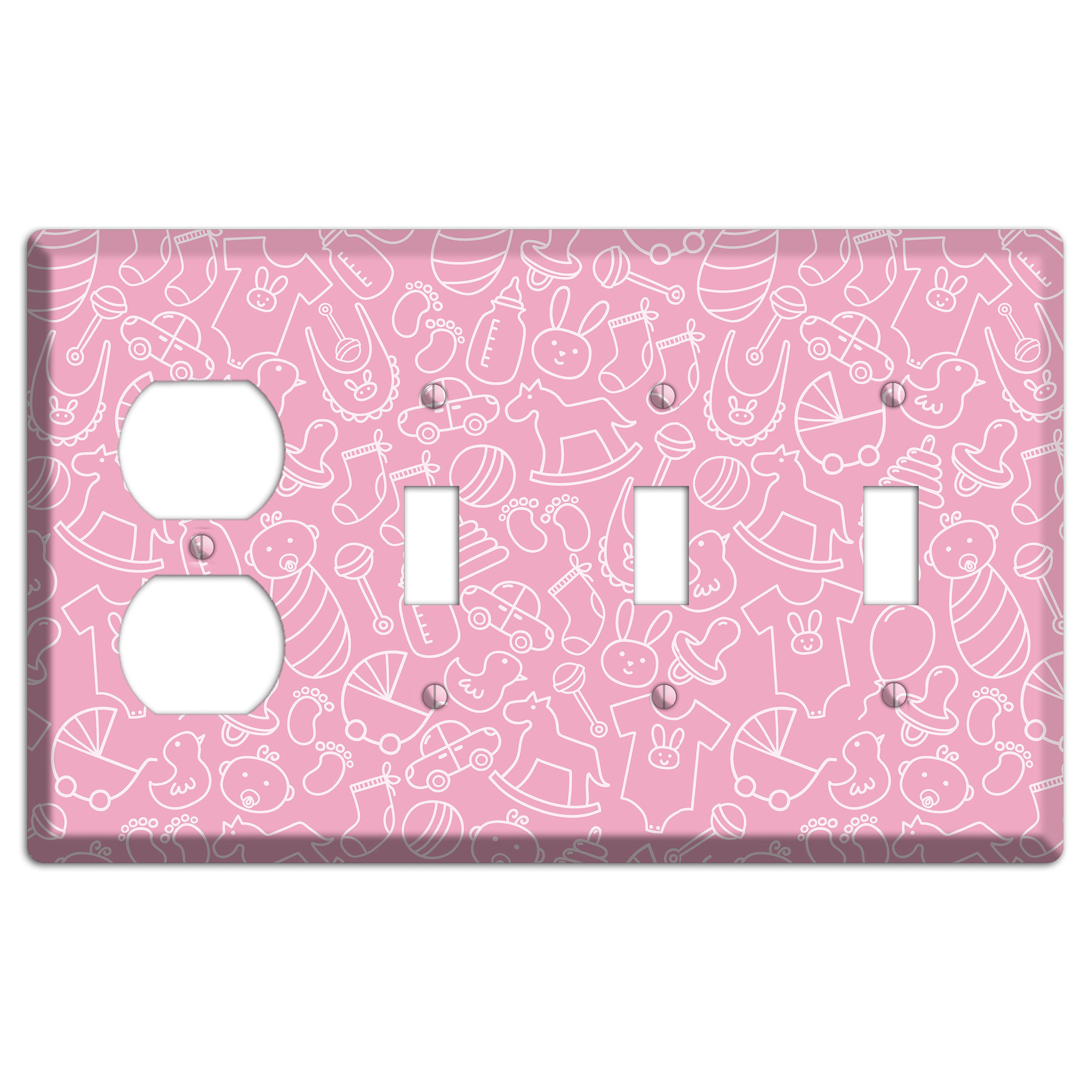 Line Art Baby Pink Duplex / 3 Toggle Wallplate