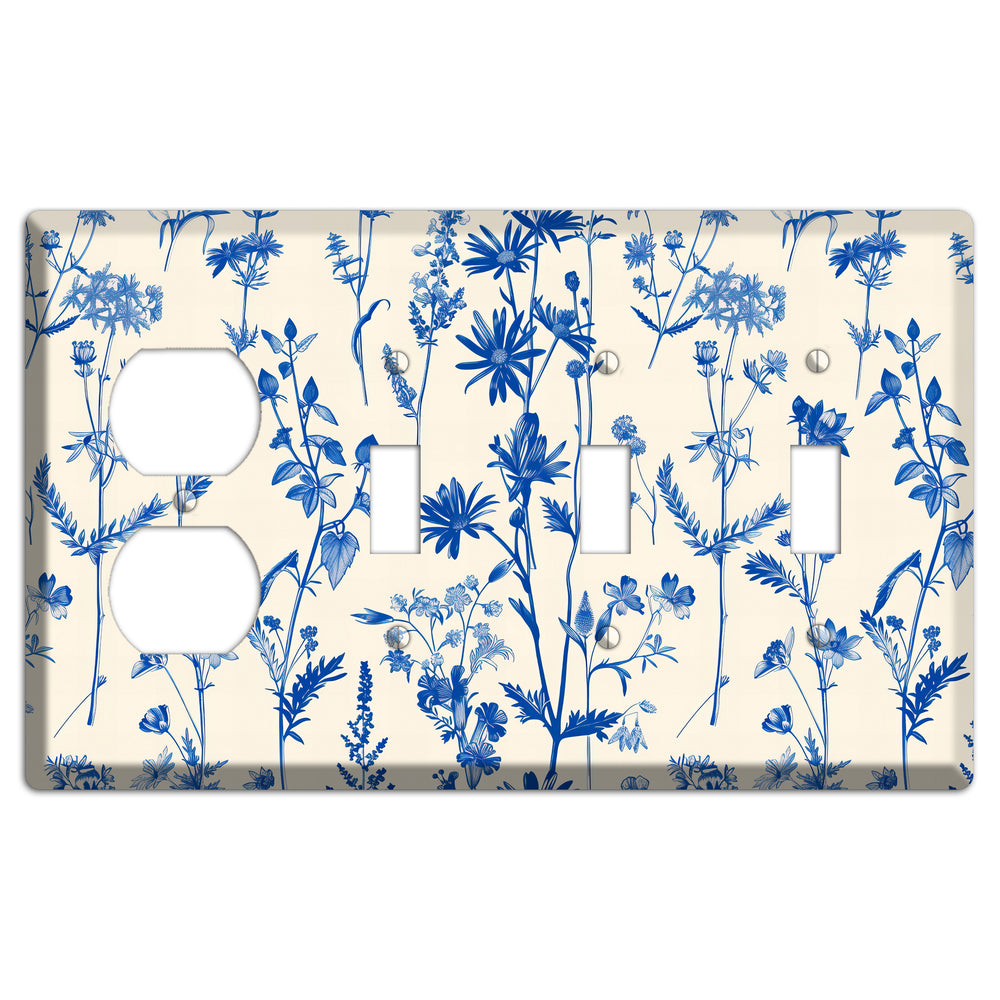 Meadow in Ink Duplex / 3 Toggle Wallplate