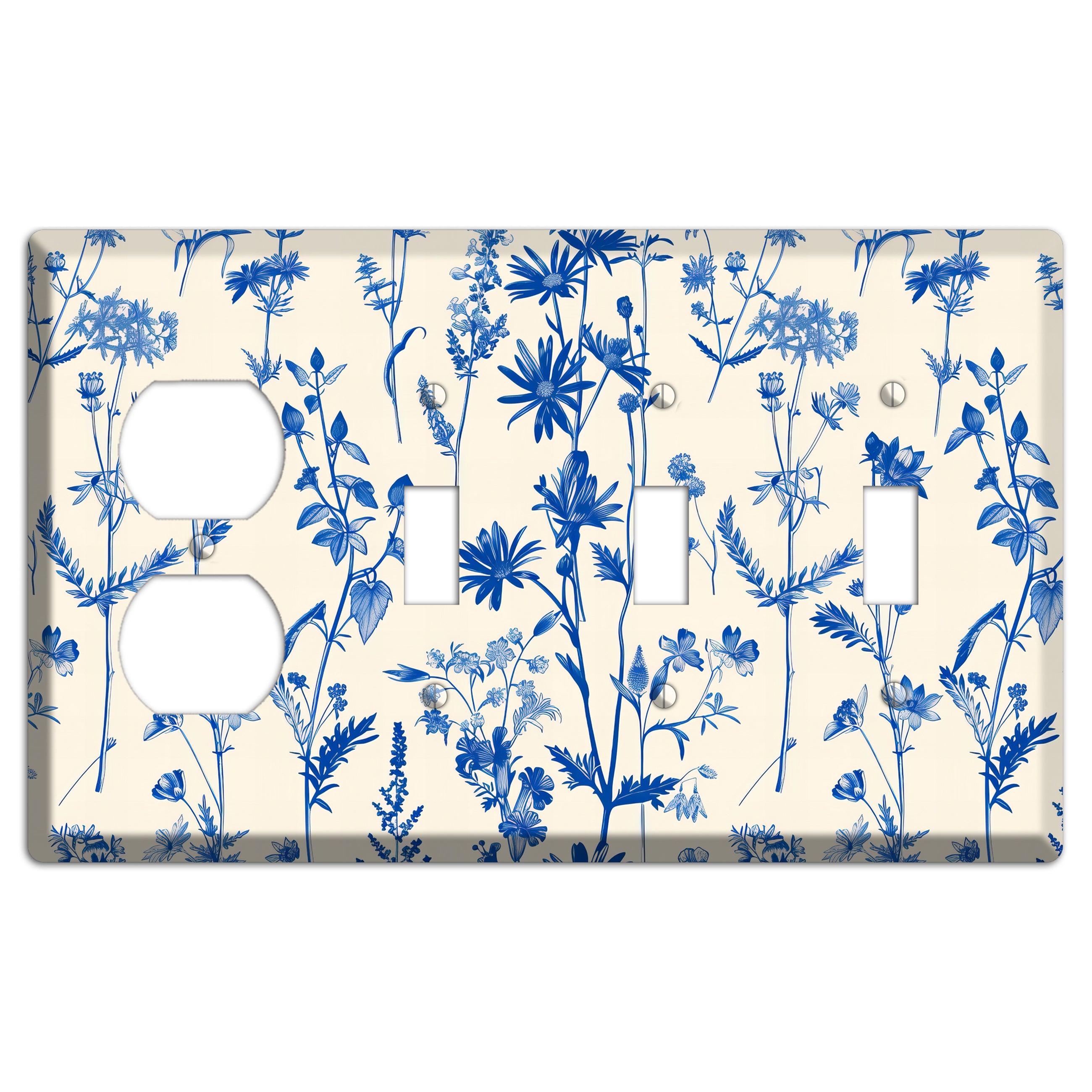 Meadow in Ink Duplex / 3 Toggle Wallplate