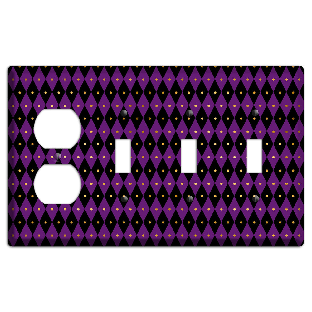 Royal Check: Violet Duplex / 3 Toggle Wallplate
