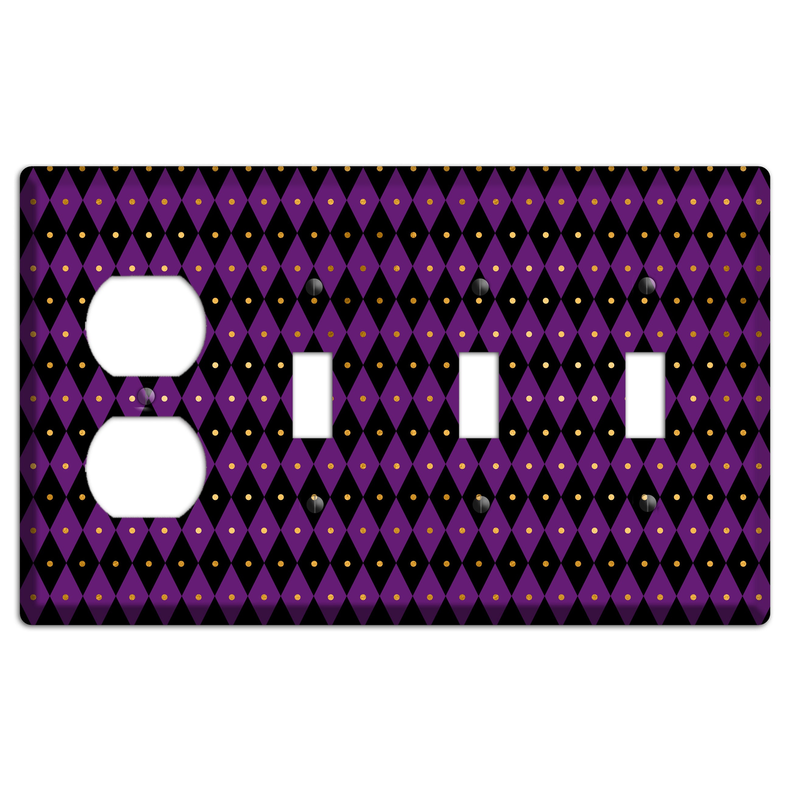 Royal Check: Violet Duplex / 3 Toggle Wallplate