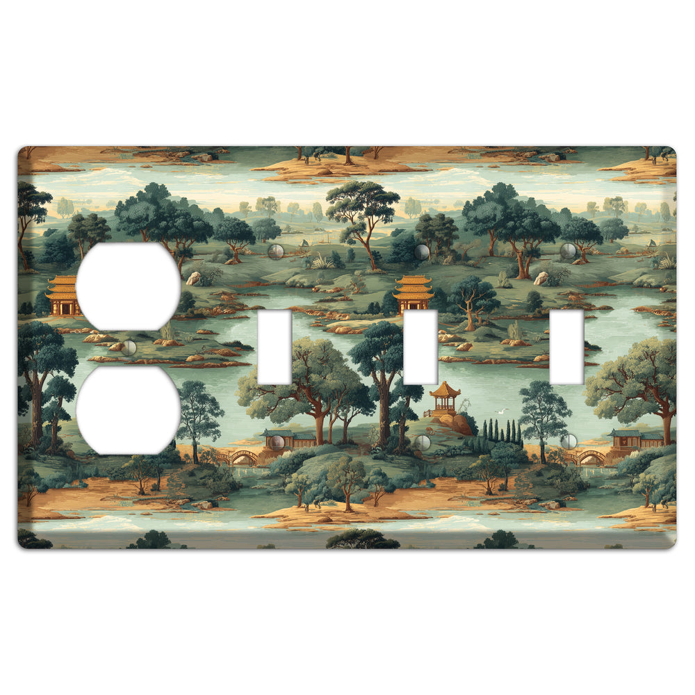 Pavilion and Stream Duplex / 3 Toggle Wallplate