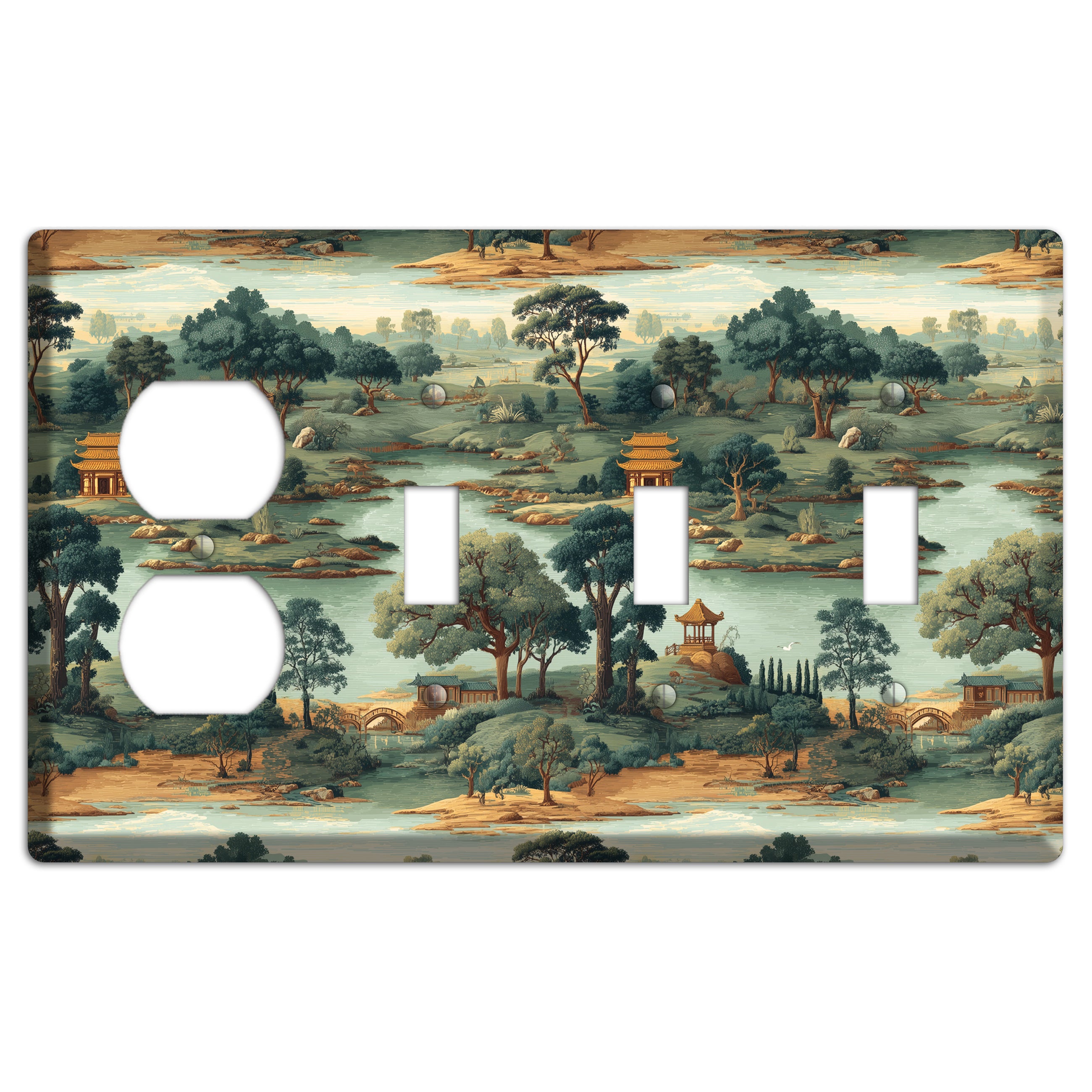 Pavilion and Stream Duplex / 3 Toggle Wallplate