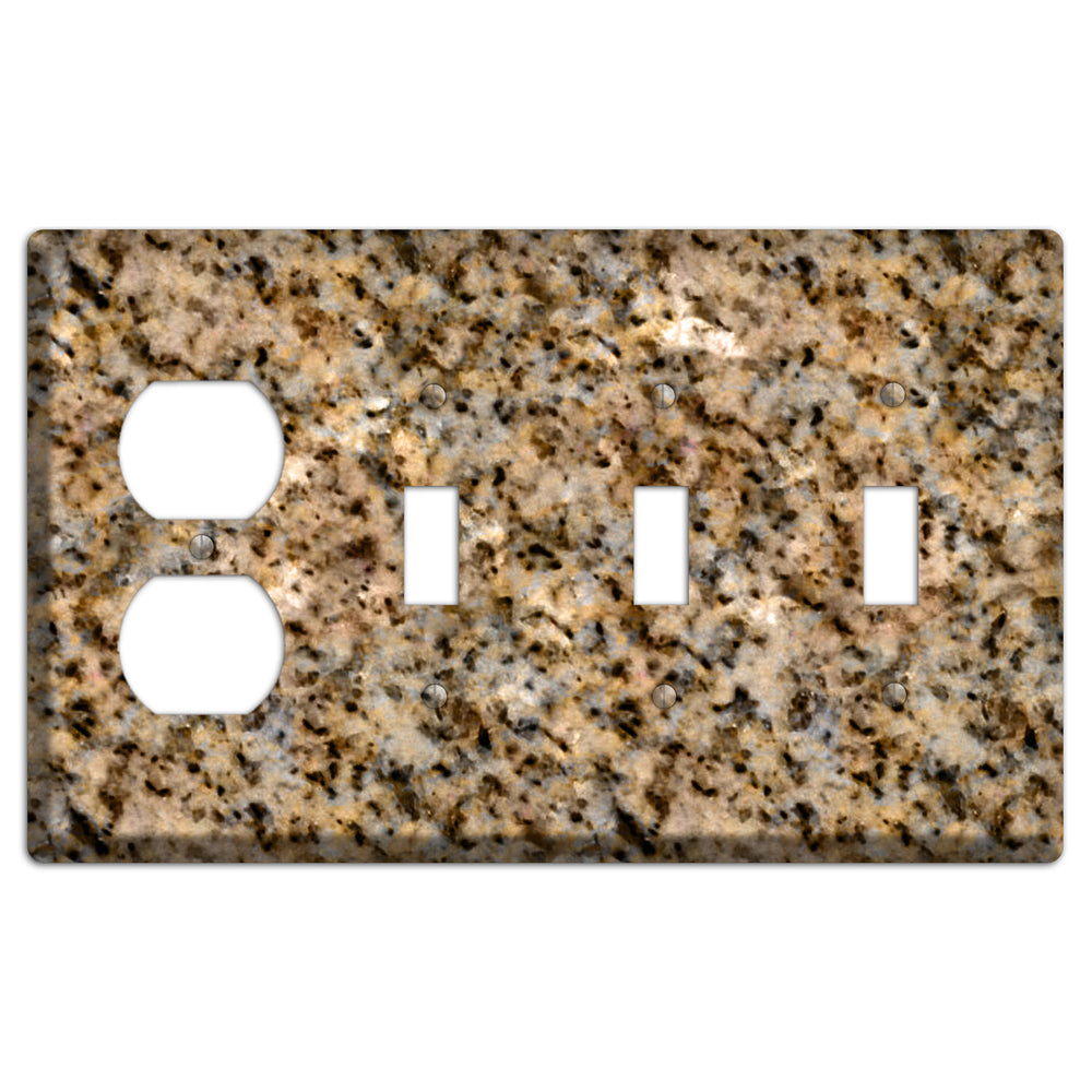 Giallo Ornamental Granite Duplex / 3 Toggle Wallplate