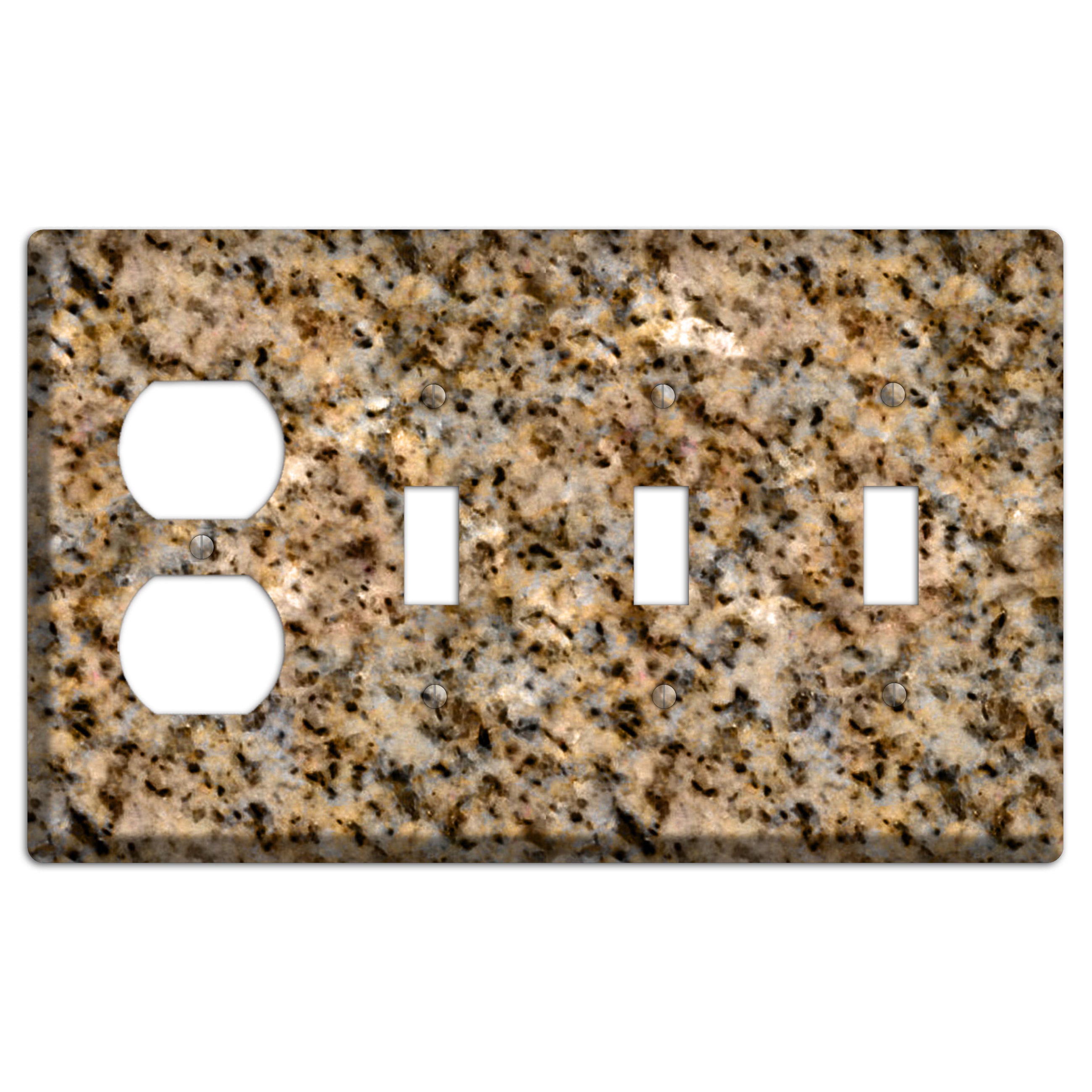 Giallo Ornamental Granite Duplex / 3 Toggle Wallplate
