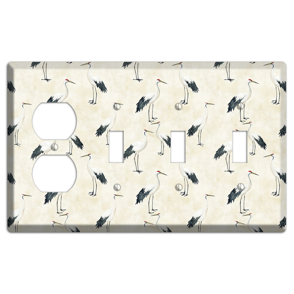 Pearl Crane Garden Duplex / 3 Toggle Wallplate
