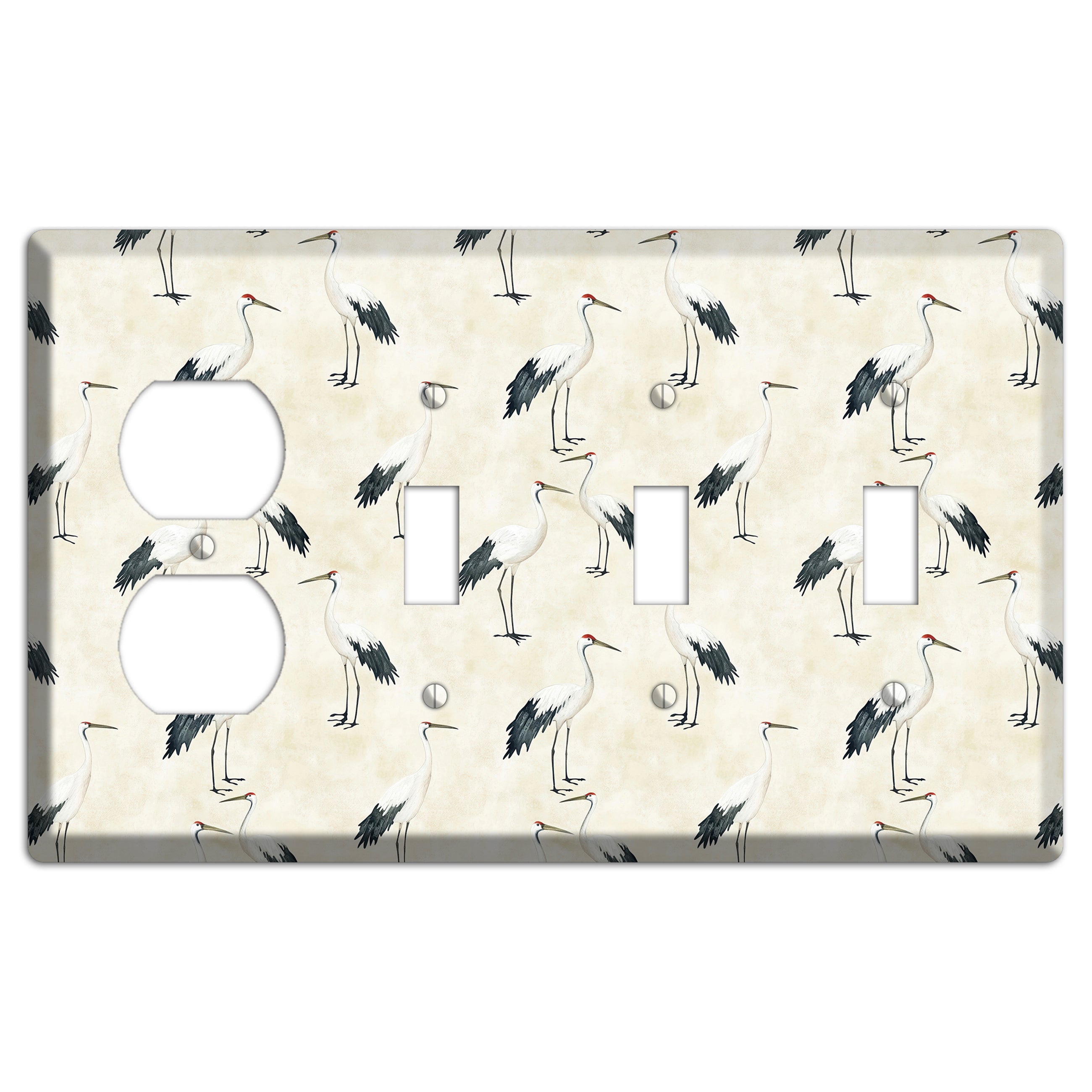 Pearl Crane Garden Duplex / 3 Toggle Wallplate