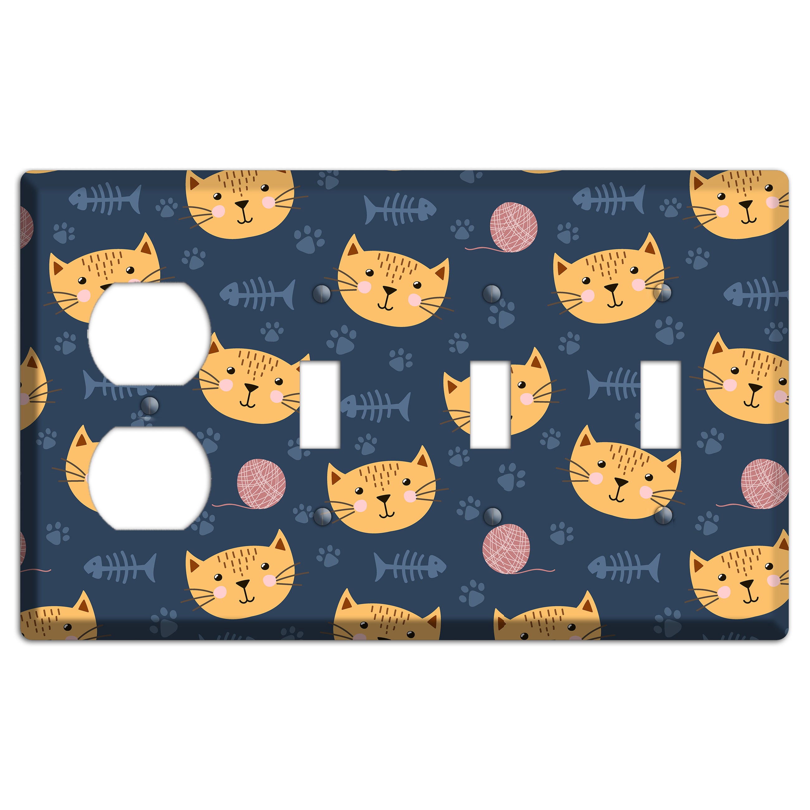 Cat Nap Parade Duplex / 3 Toggle Wallplate