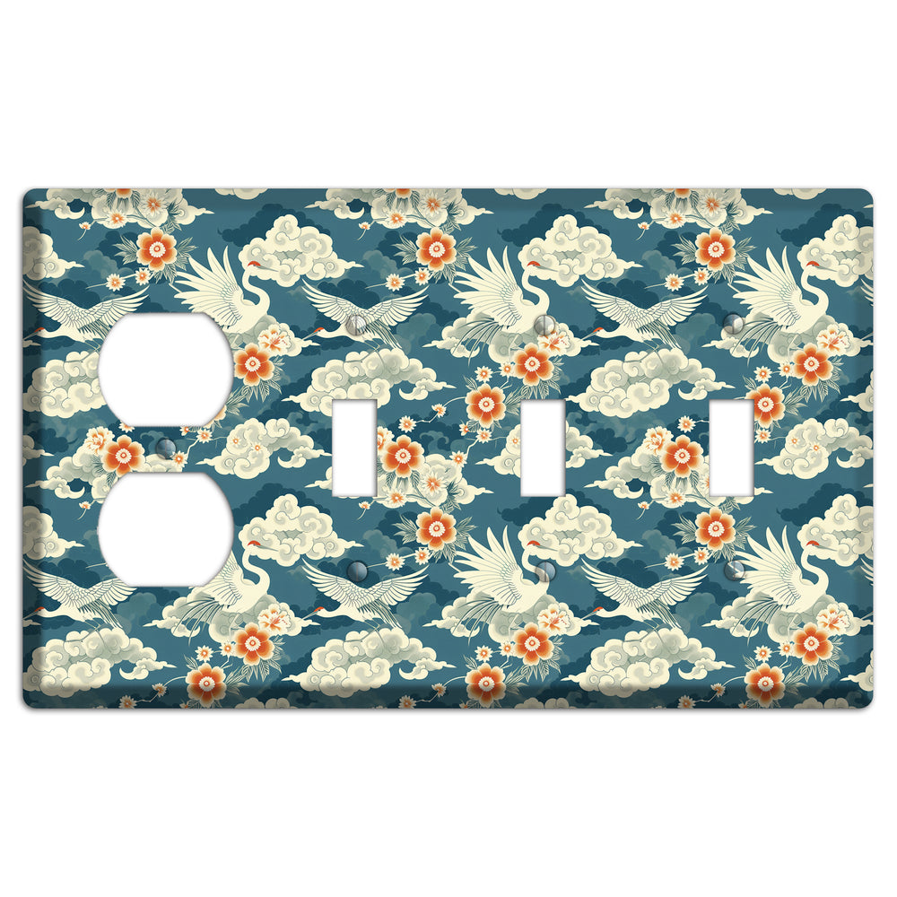 Teal Crane Ascendant Duplex / 3 Toggle Wallplate