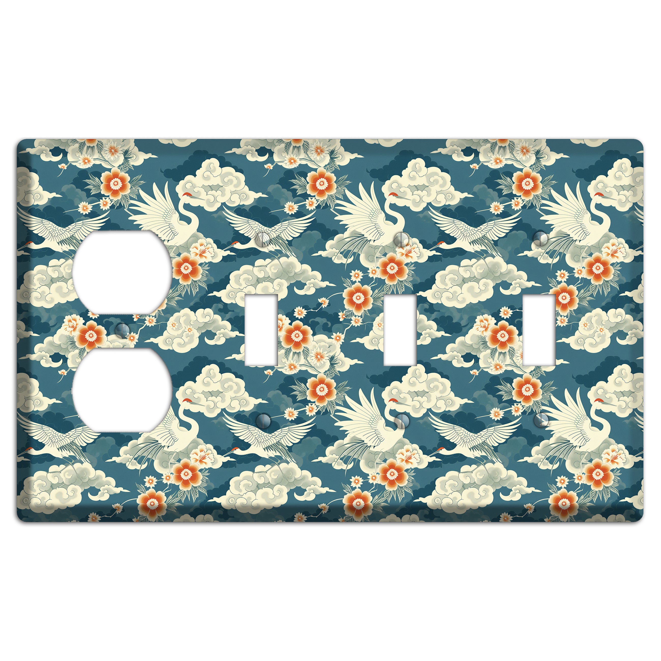 Teal Crane Ascendant Duplex / 3 Toggle Wallplate