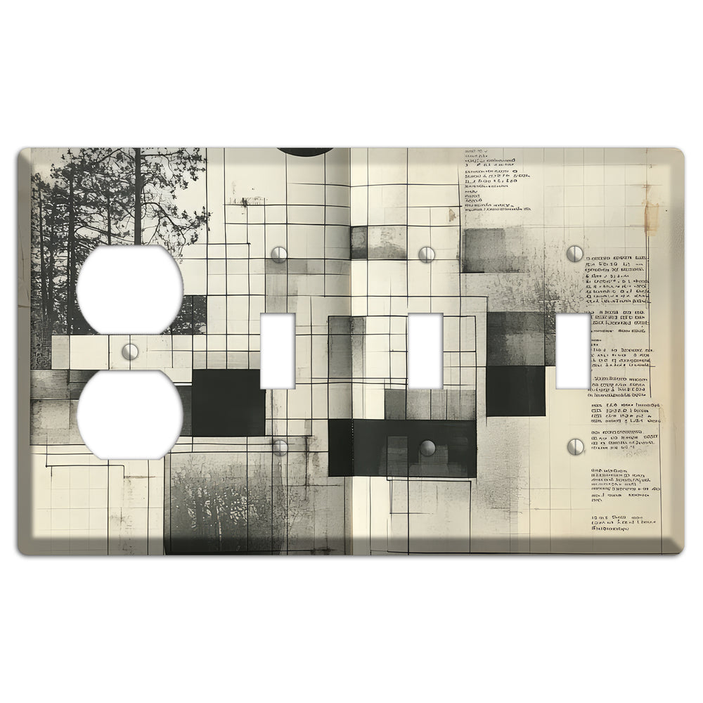 Cartographer's Dream Duplex / 3 Toggle Wallplate