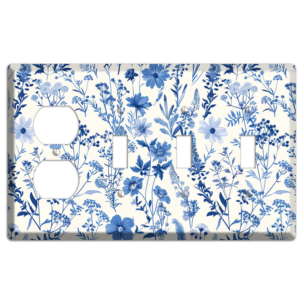 Meadow in Monochrome Duplex / 3 Toggle Wallplate