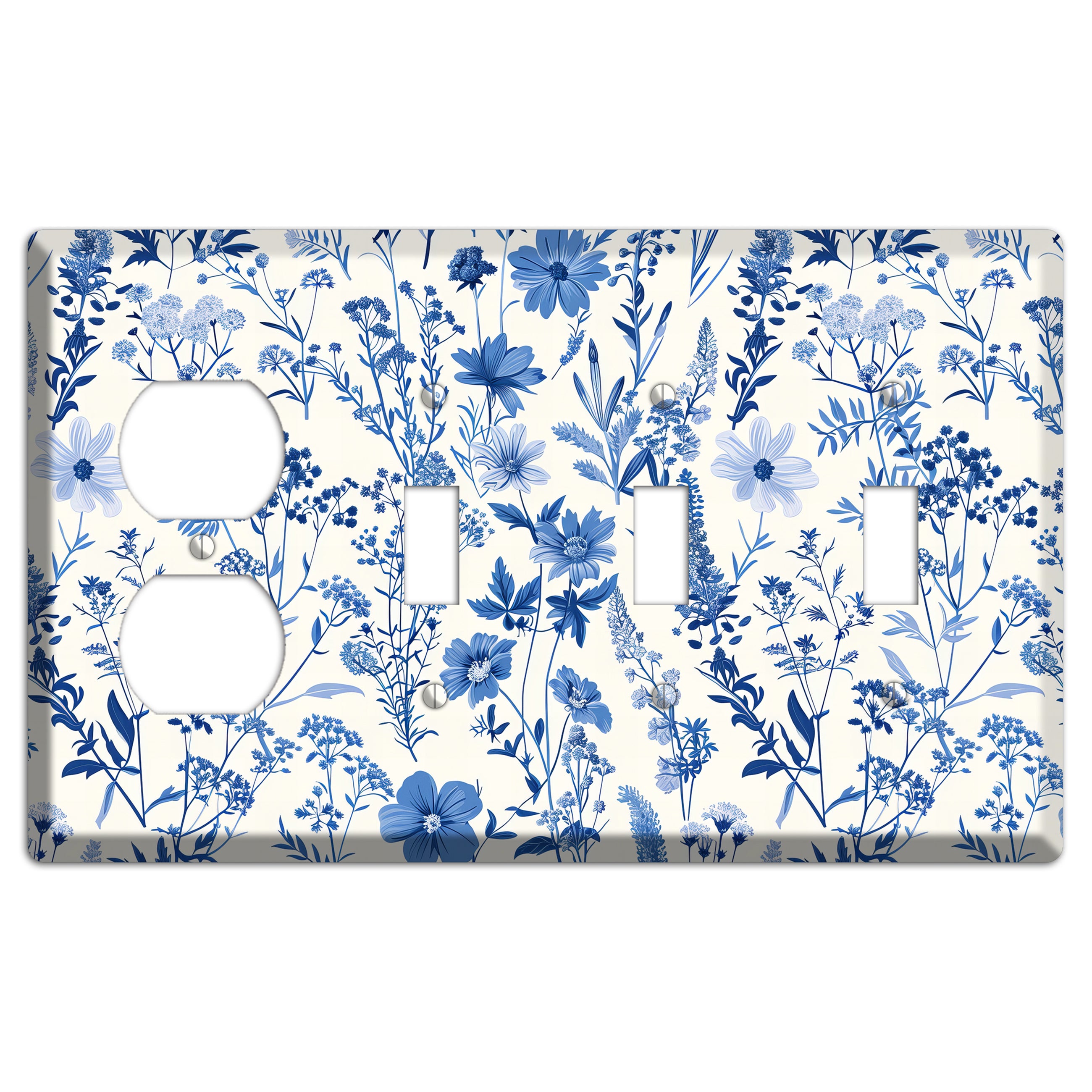 Meadow in Monochrome Duplex / 3 Toggle Wallplate