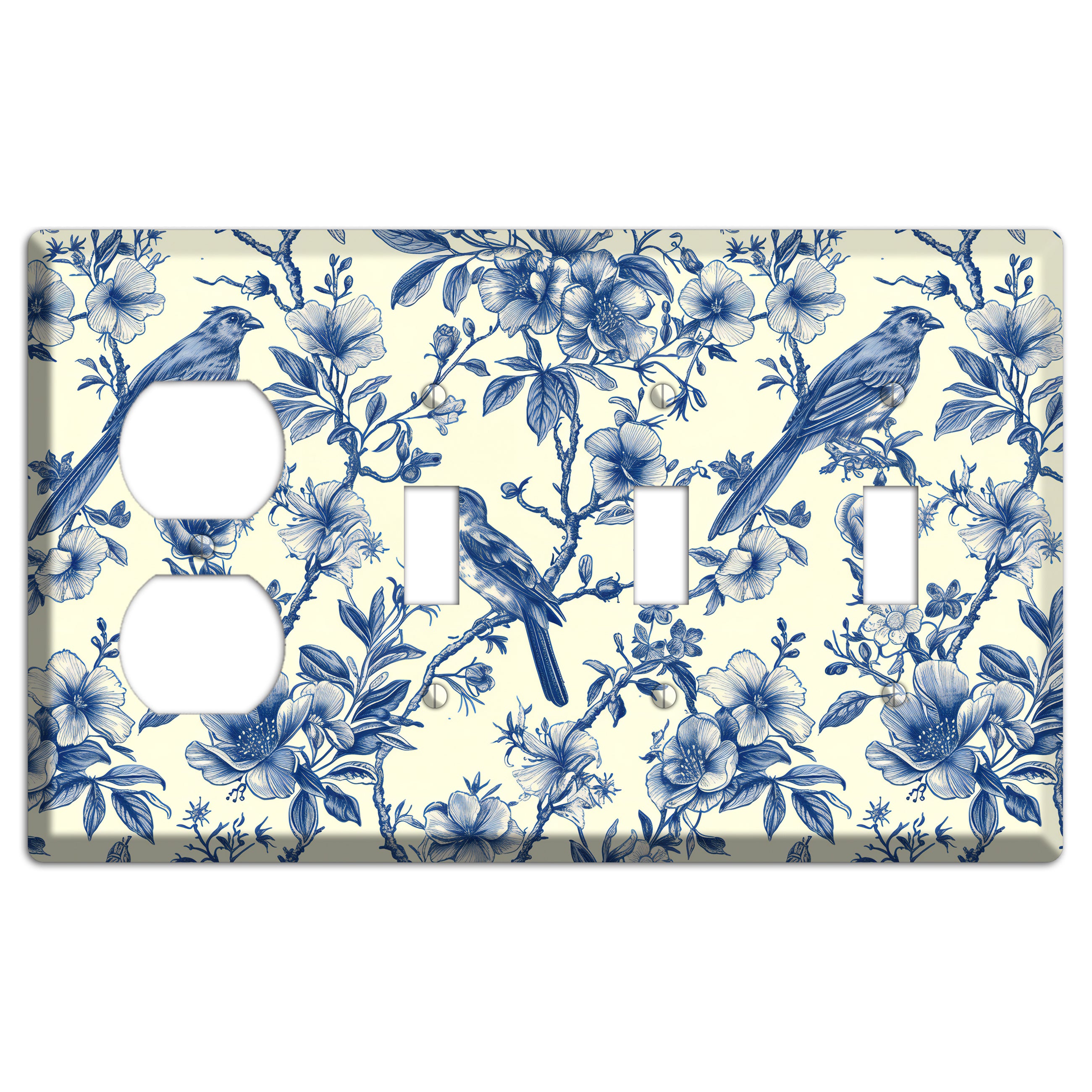 Porcelain Garden Song Duplex / 3 Toggle Wallplate