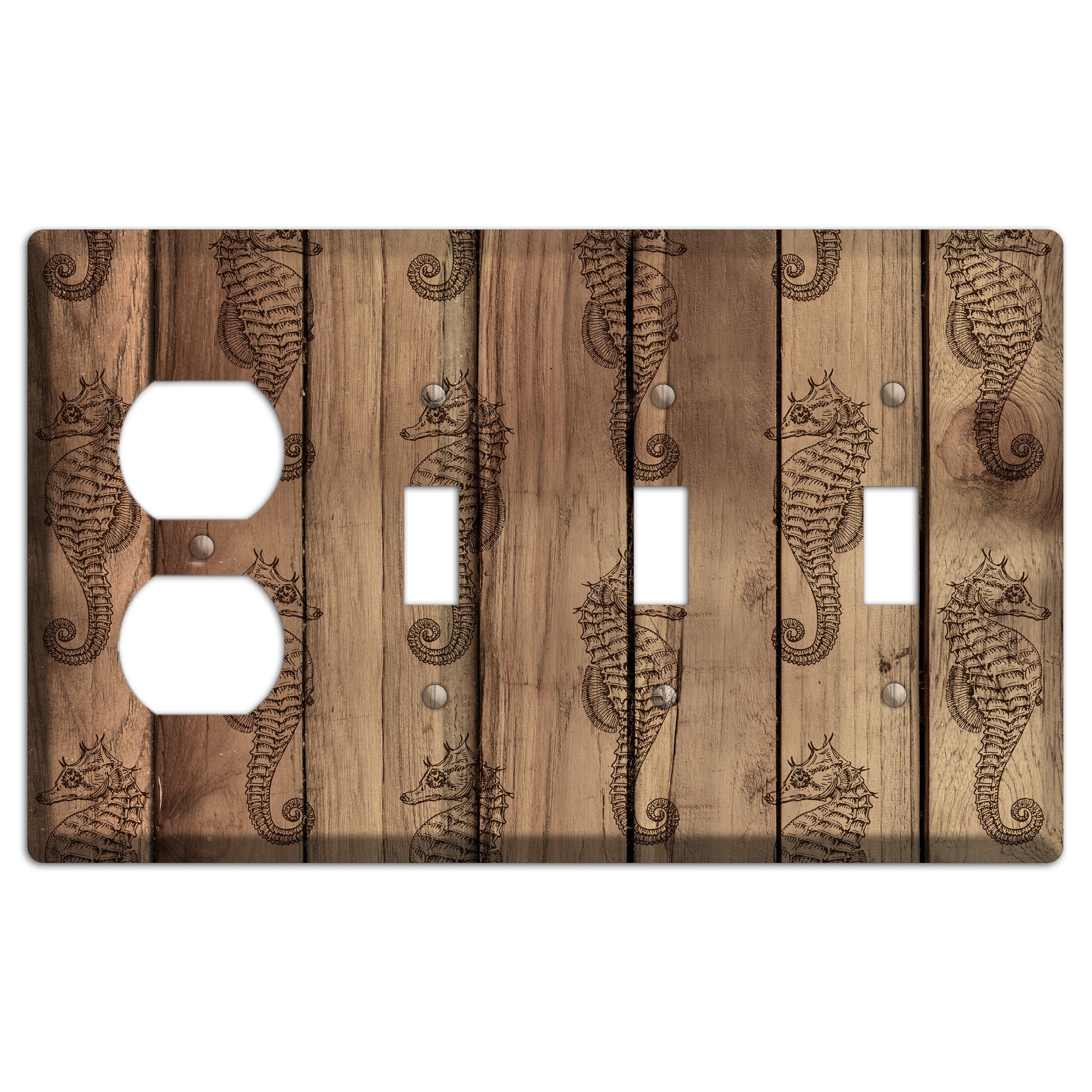 Planktonic Ponies Duplex / 3 Toggle Wallplate