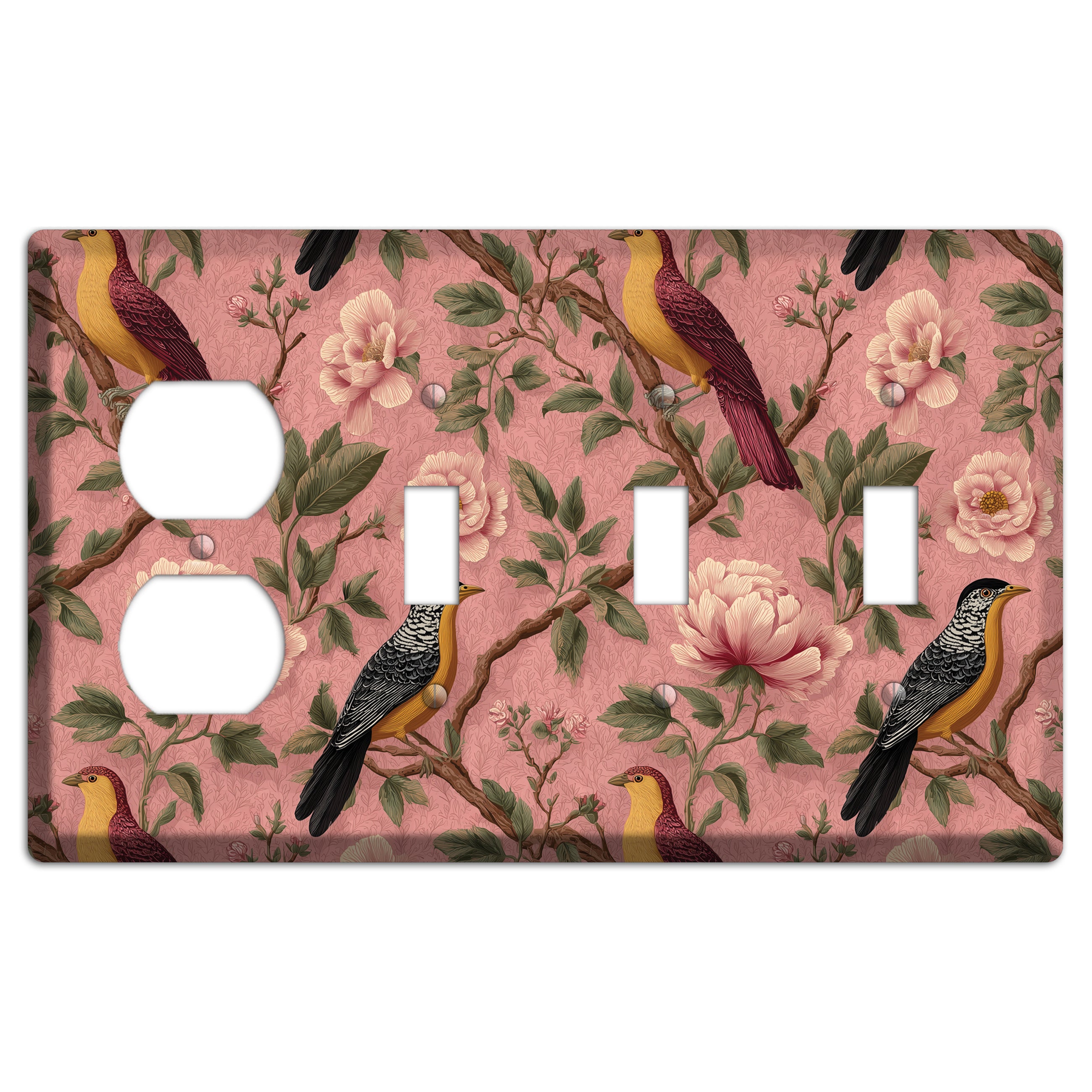 Peony & Perch Duplex / 3 Toggle Wallplate