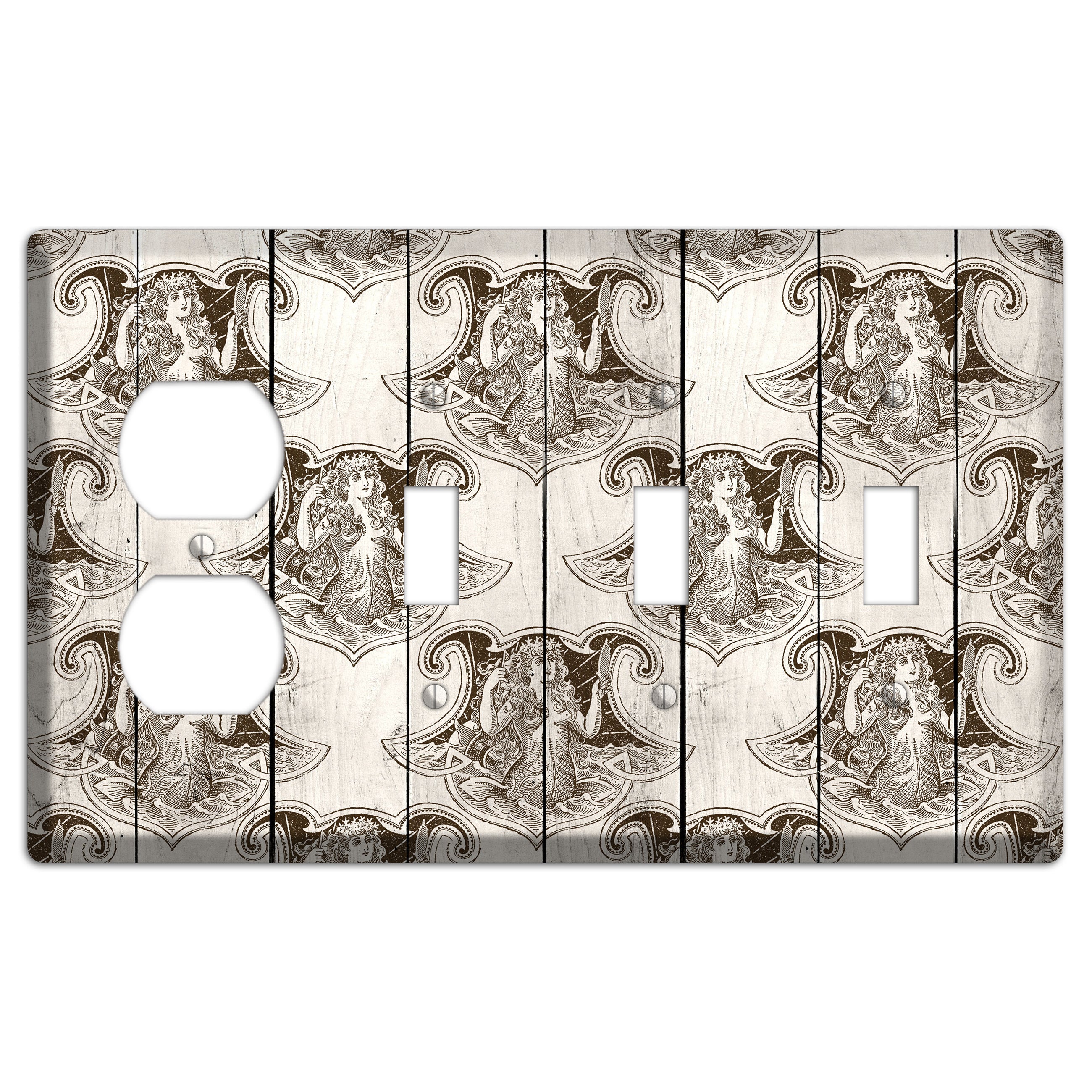 Mermaid’s Crest Duplex / 3 Toggle Wallplate