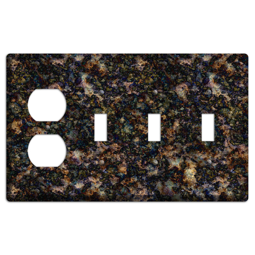 Volga Blue Granite Duplex / 3 Toggle Wallplate