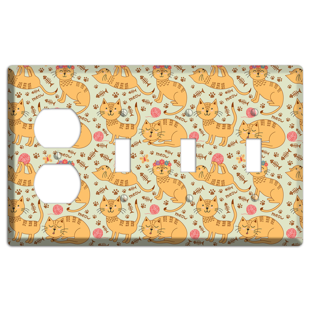 Meow Mix (Beige) Duplex / 3 Toggle Wallplate