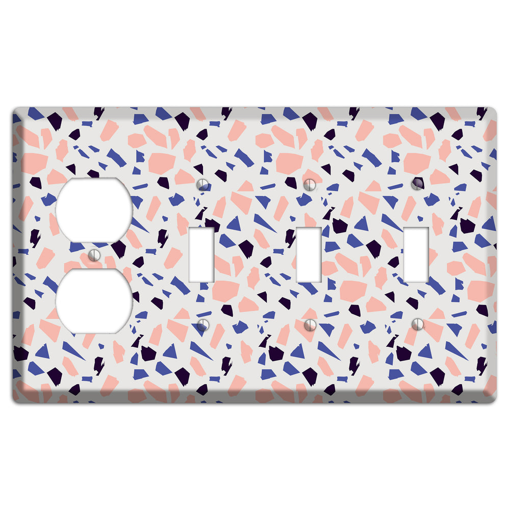 Coral Indigo Burst Duplex / 3 Toggle Wallplate