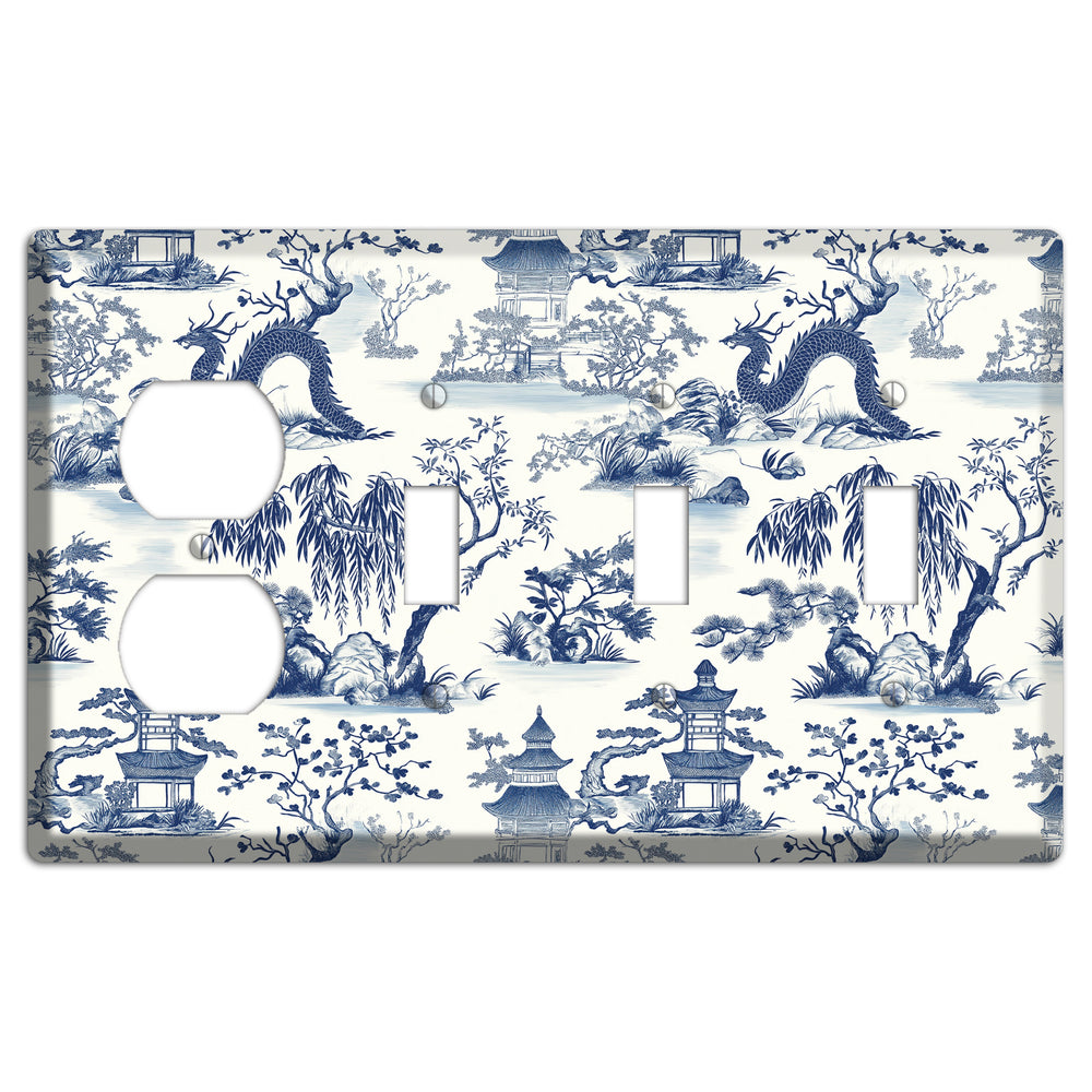 Dragon & Pagoda Duplex / 3 Toggle Wallplate