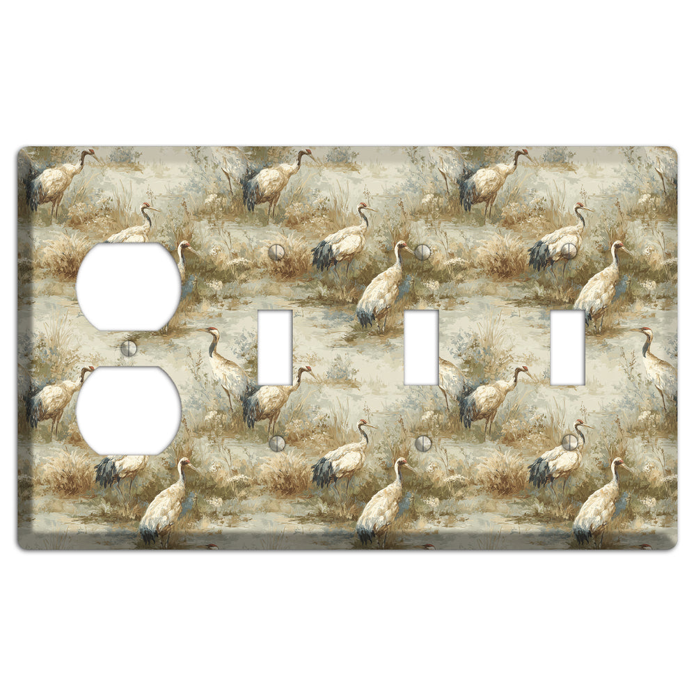Marshland Crane Reverie Duplex / 3 Toggle Wallplate