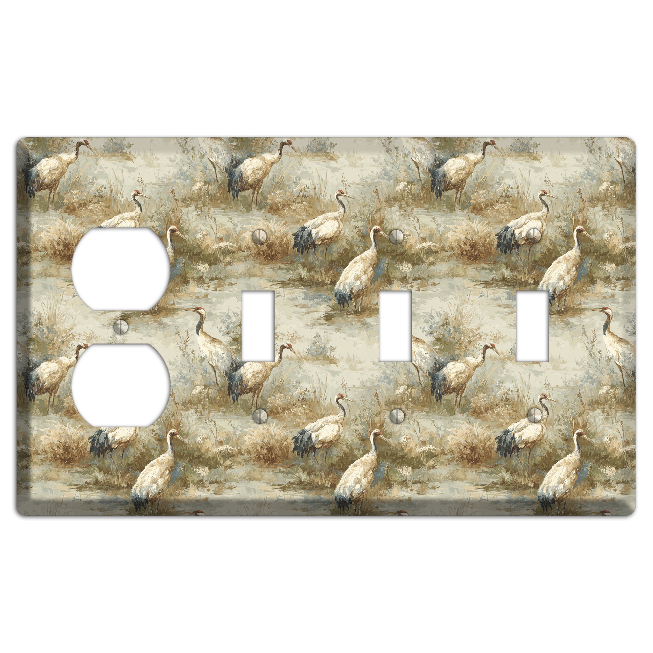 Marshland Crane Reverie Duplex / 3 Toggle Wallplate