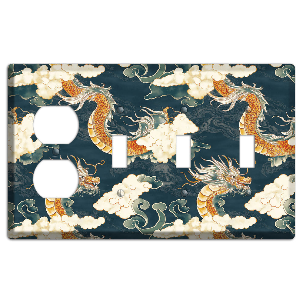 Celestial Serpent Sky Duplex / 3 Toggle Wallplate