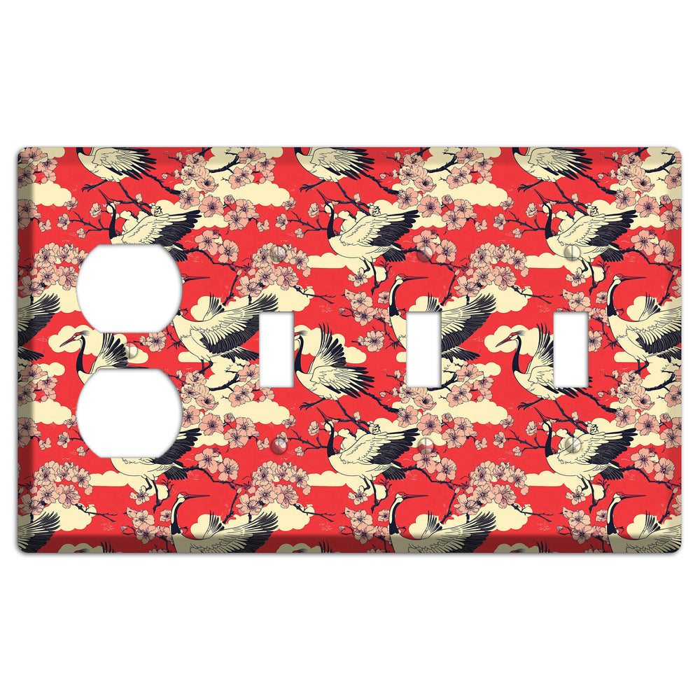 Crimson Blossom Ascent Duplex / 3 Toggle Wallplate