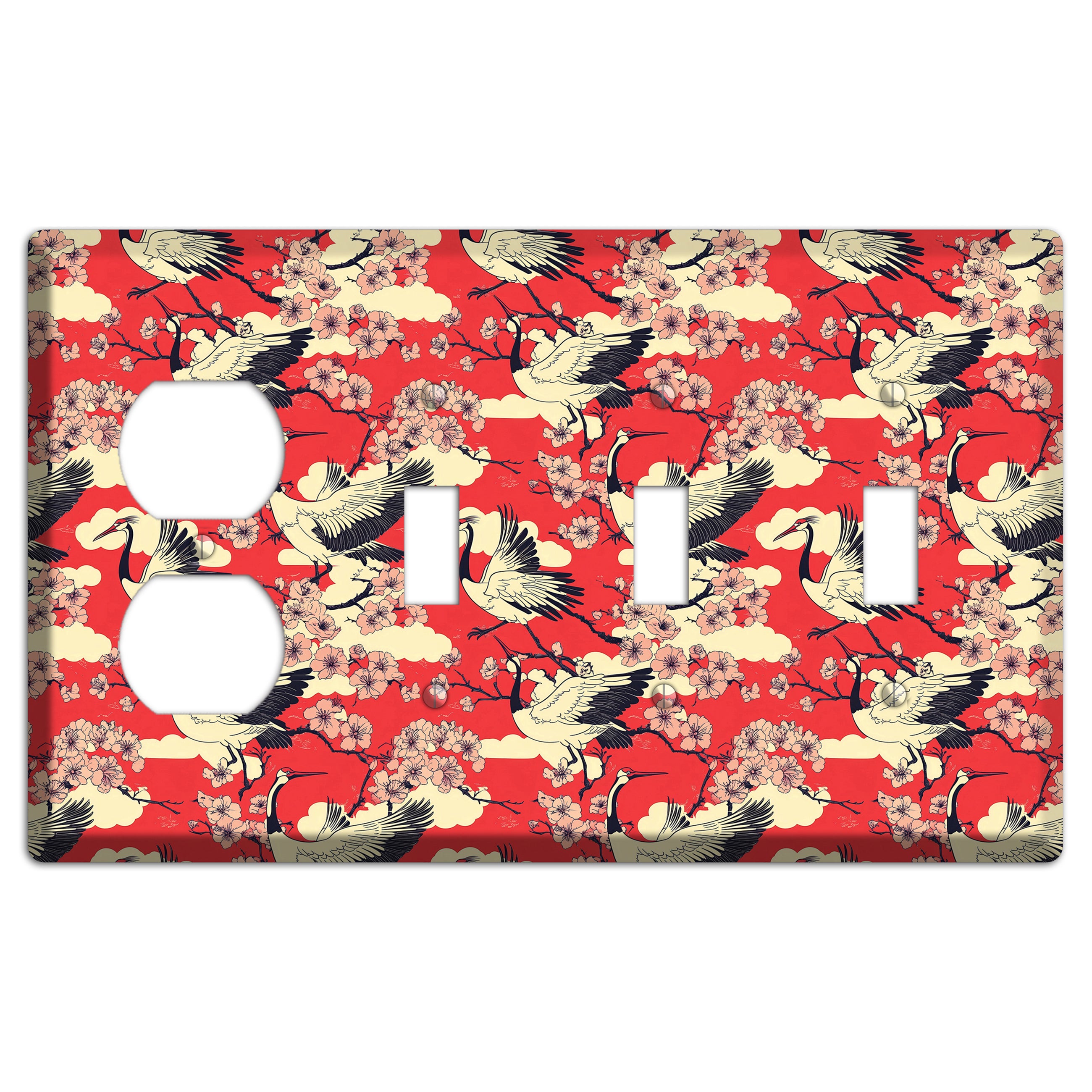 Crimson Blossom Ascent Duplex / 3 Toggle Wallplate