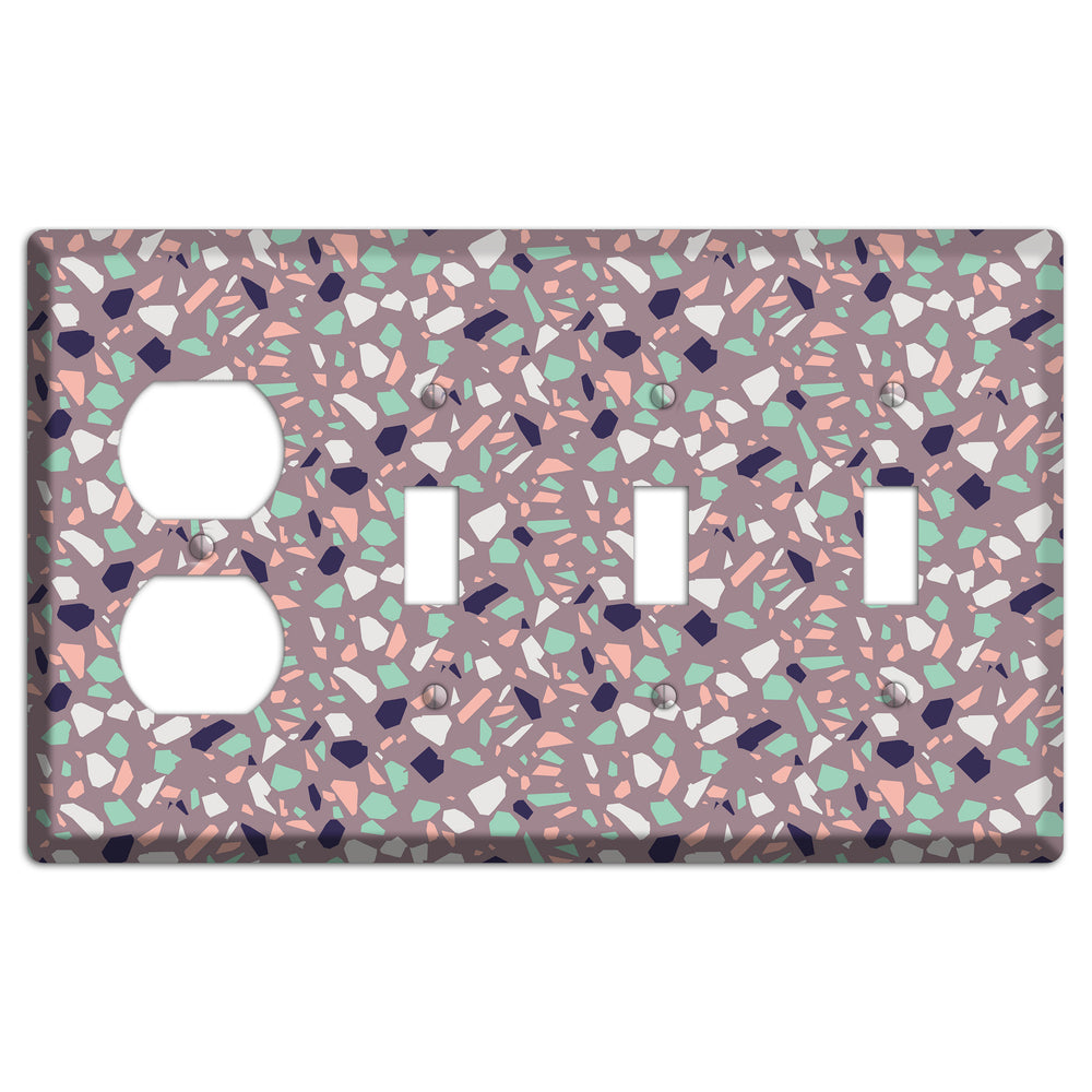 Lavender Shard Duplex / 3 Toggle Wallplate