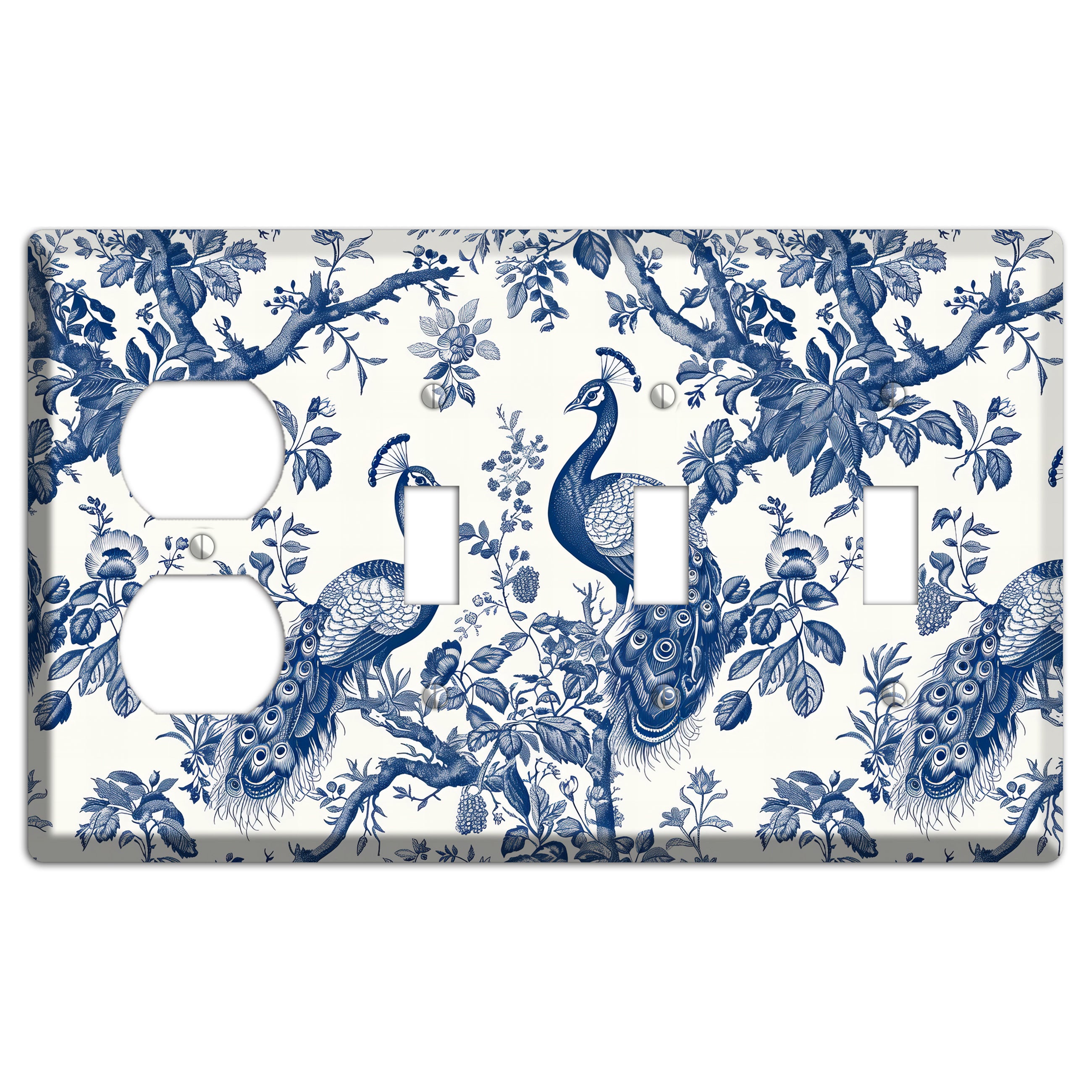 Peacock & Branch Duplex / 3 Toggle Wallplate