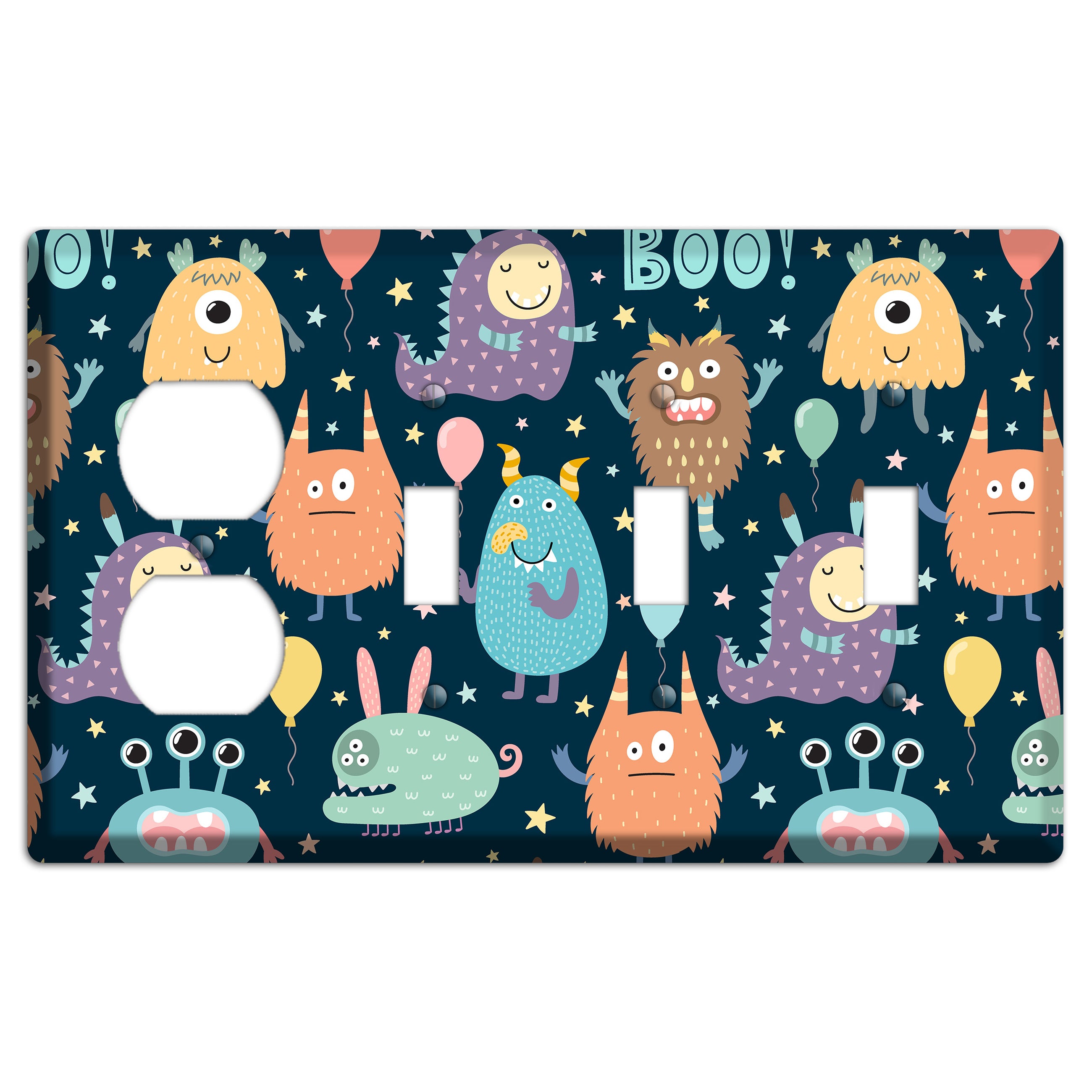 Monster Parade (Navy) Duplex / 3 Toggle Wallplate