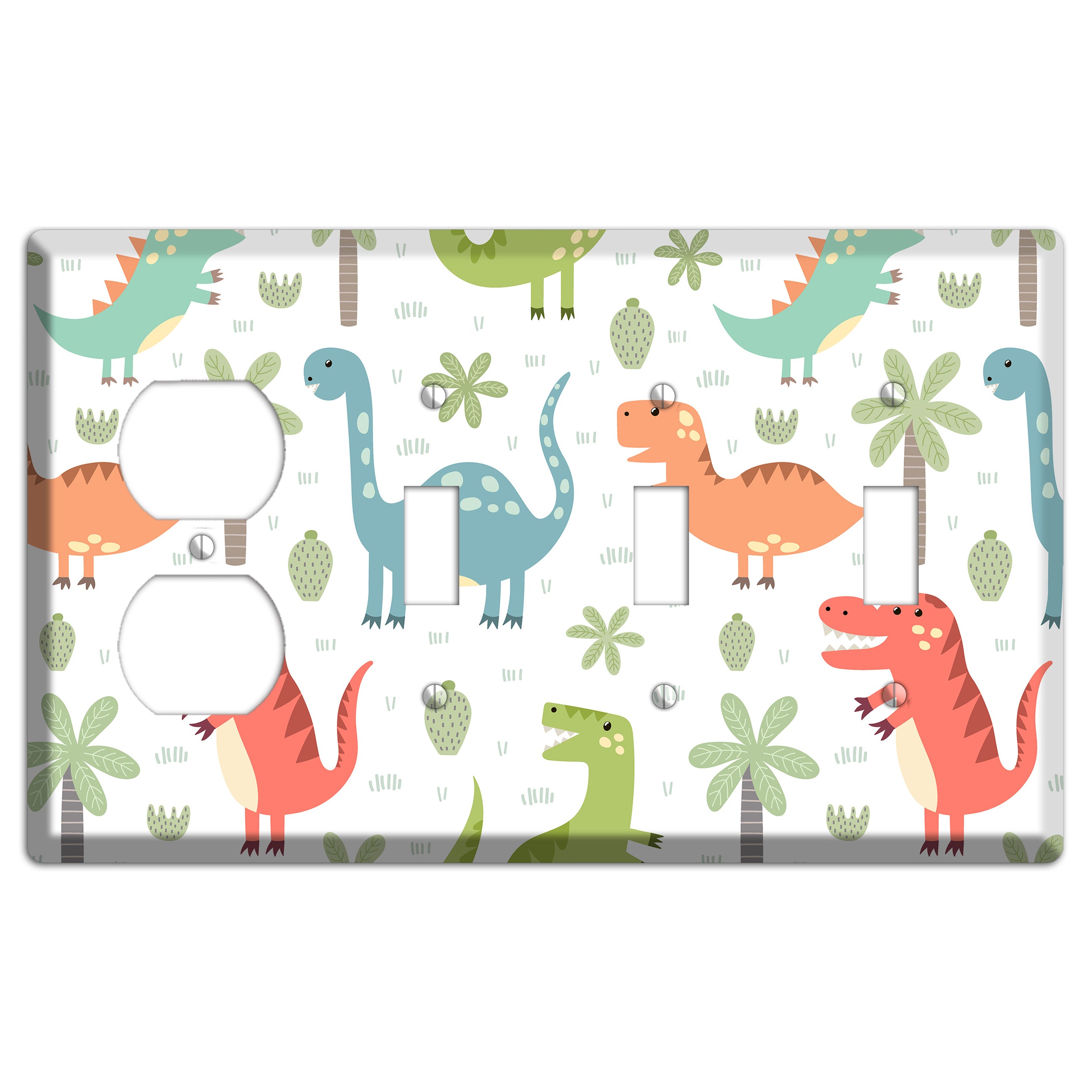 Jurassic Pals (Pastel) Duplex / 3 Toggle Wallplate