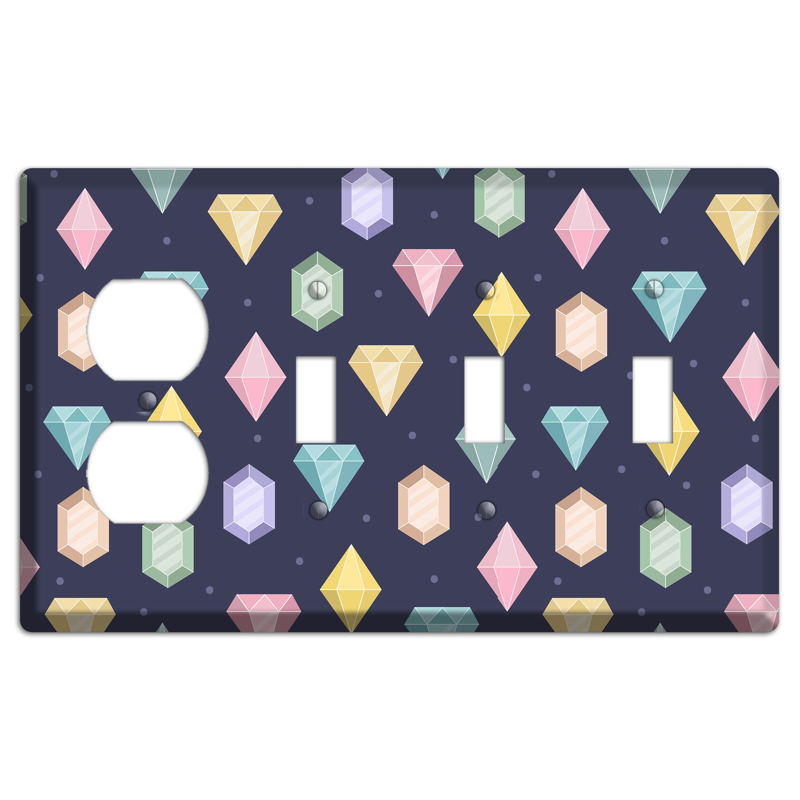 Sparkle Gems Duplex / 3 Toggle Wallplate