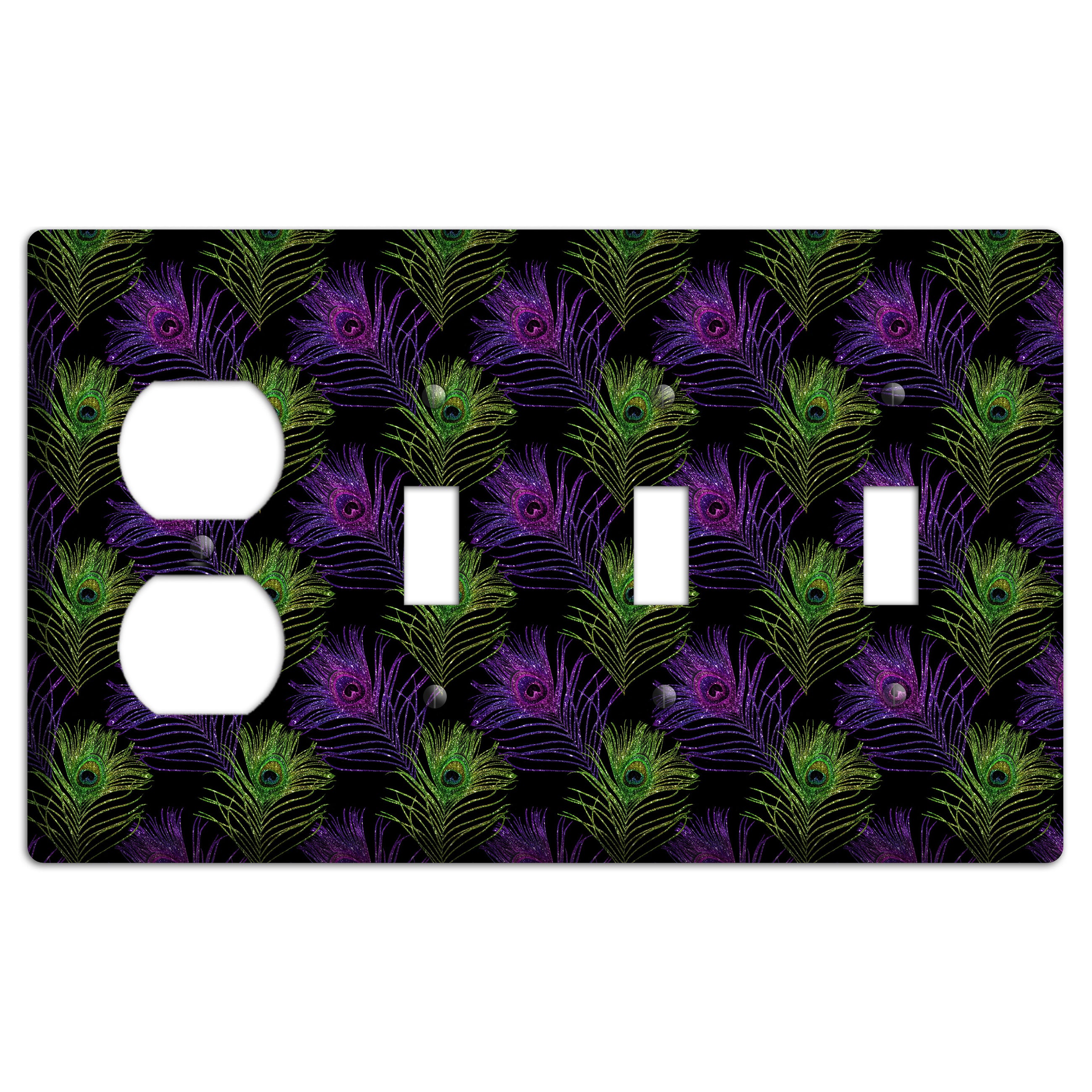 Feathers of the Fête Duplex / 3 Toggle Wallplate