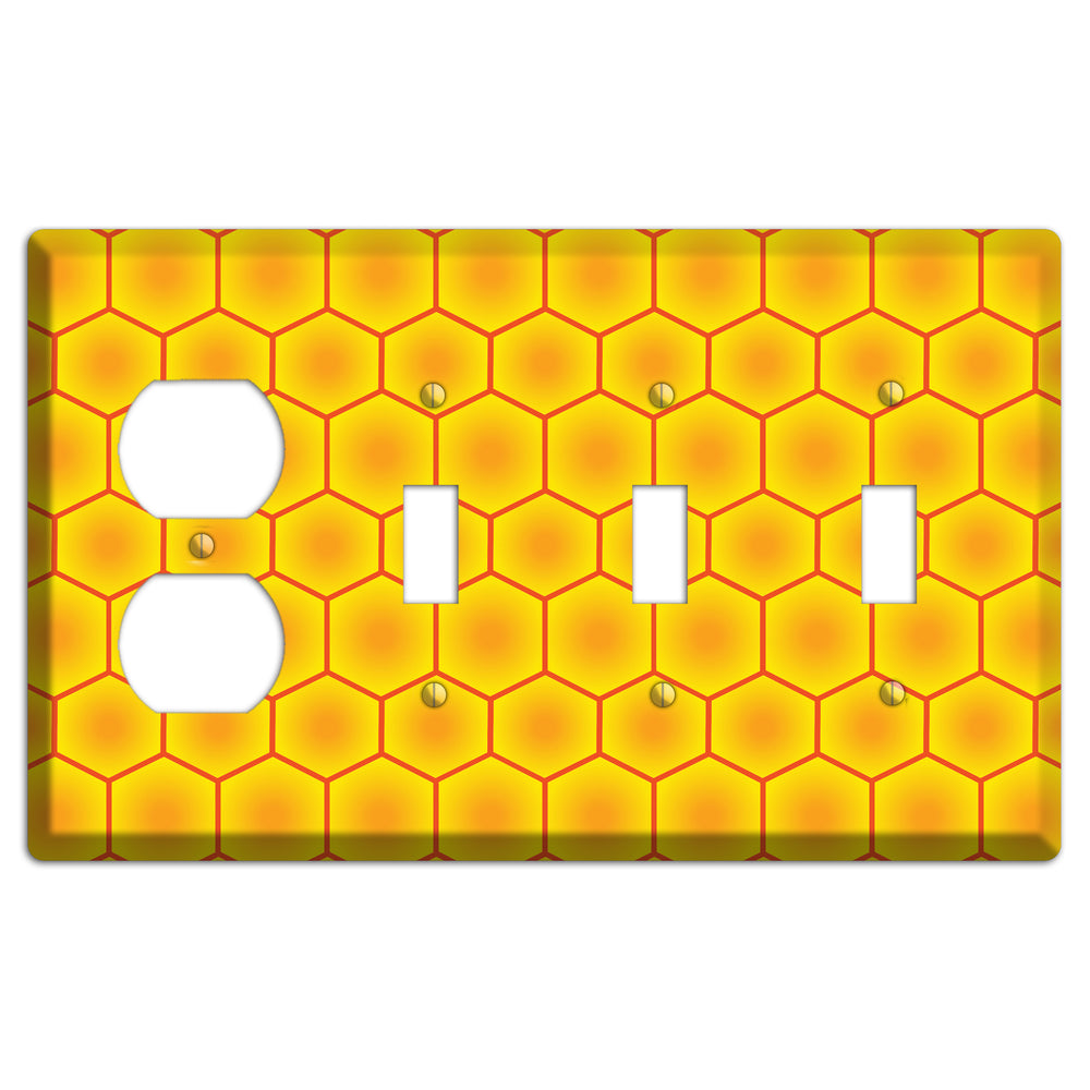 Golden Vault Cells Duplex / 3 Toggle Wallplate