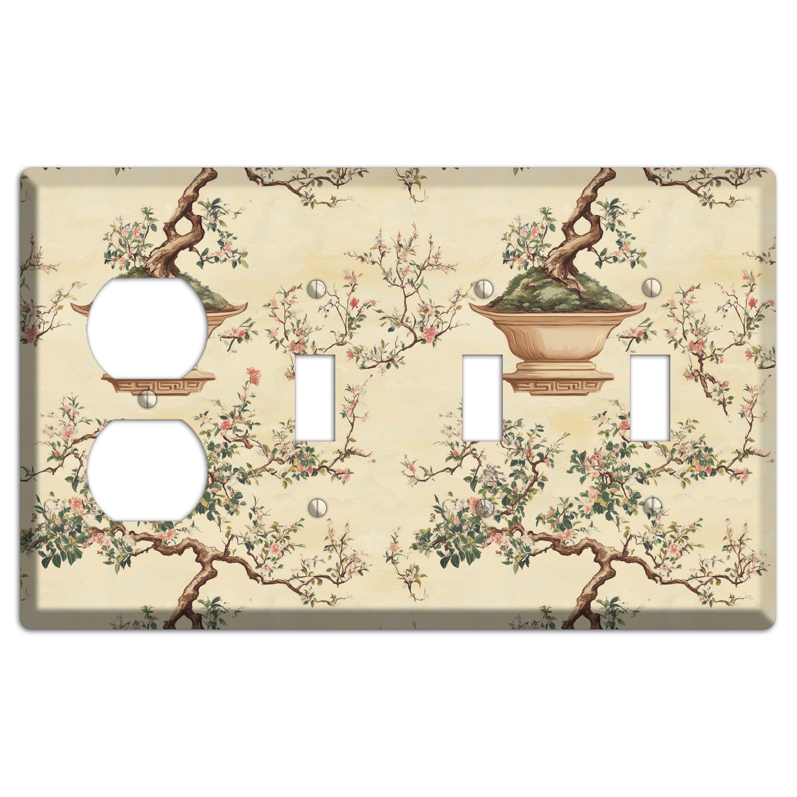 Bonsai & Blossom Duplex / 3 Toggle Wallplate