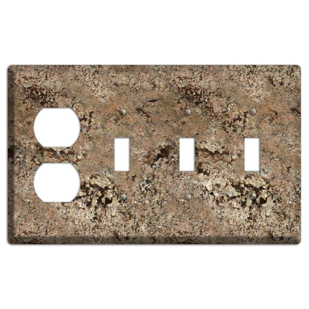 Crema Bordeaux Granite Duplex / 3 Toggle Wallplate