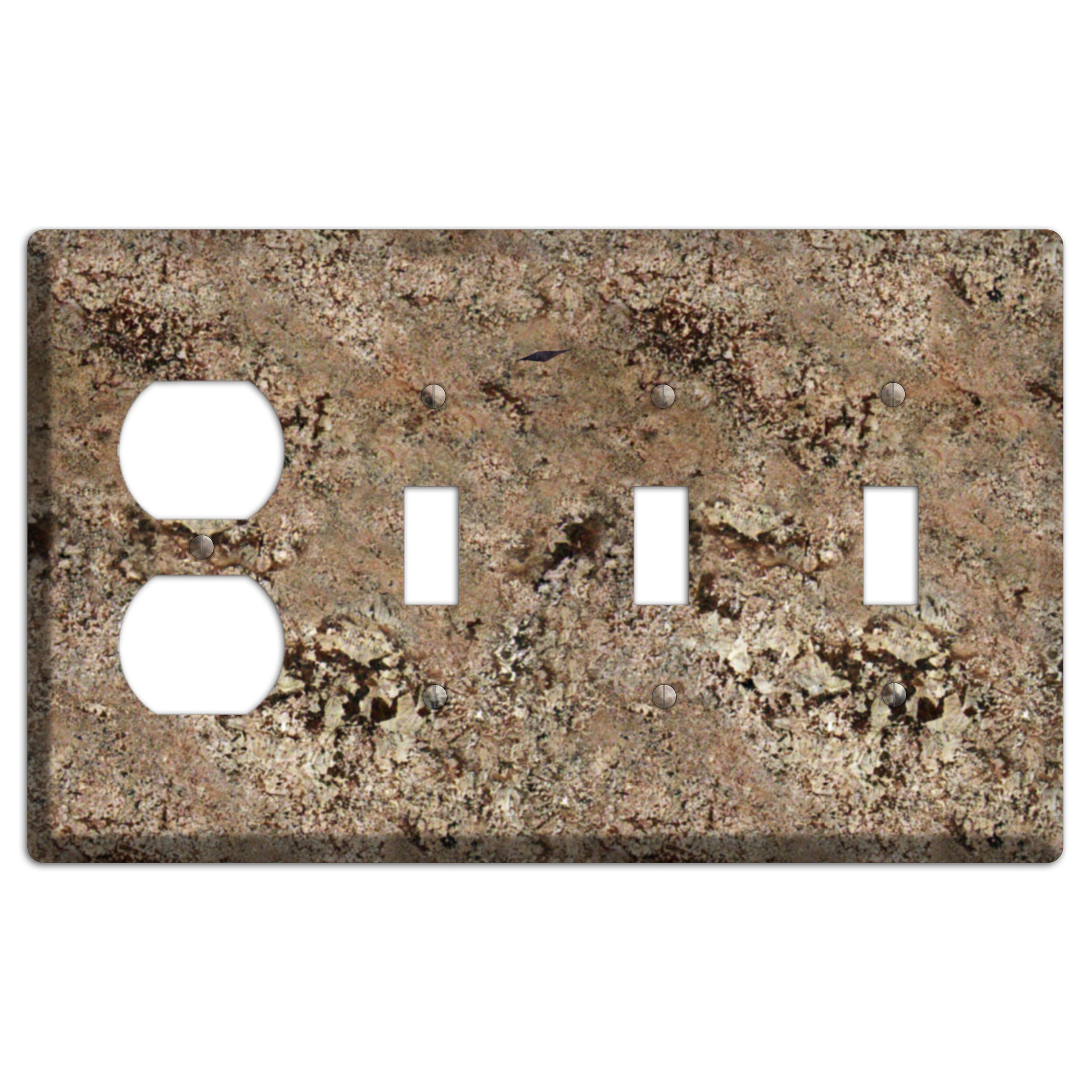 Crema Bordeaux Granite Duplex / 3 Toggle Wallplate