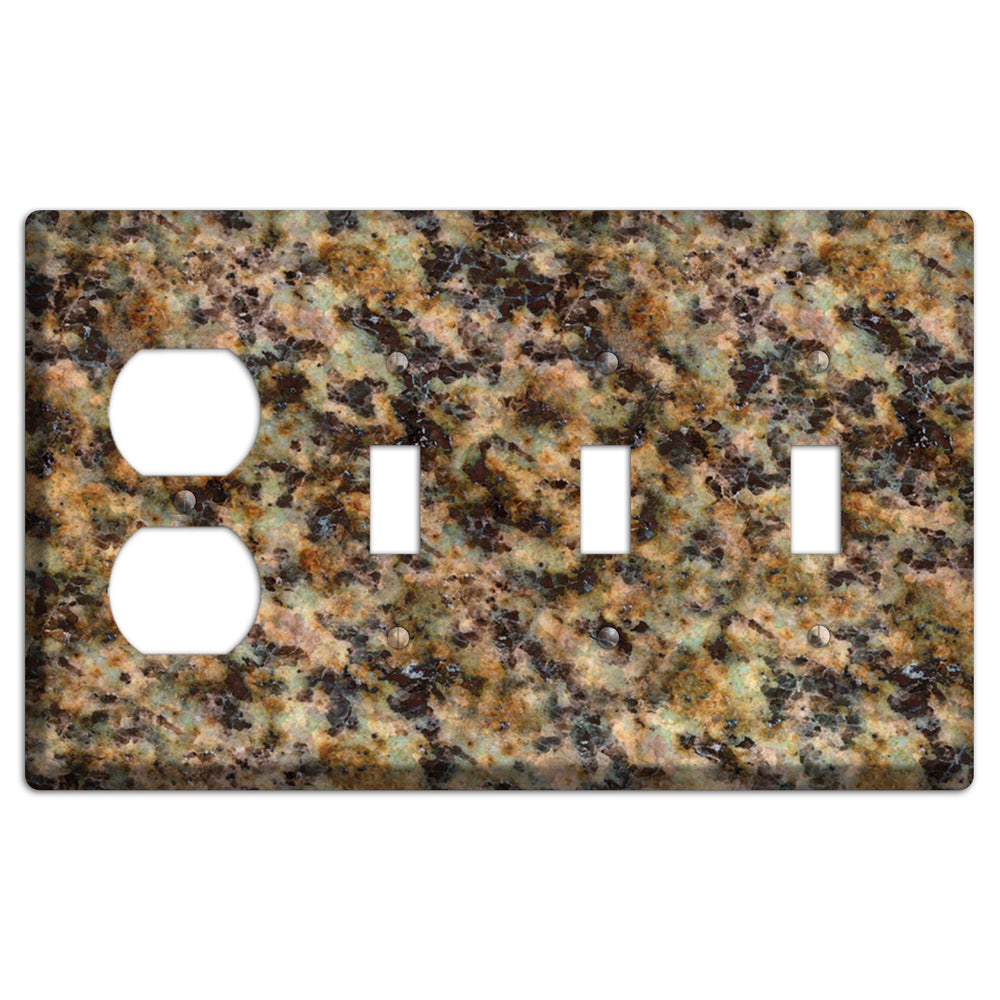 Verde Butterfly Granite Duplex / 3 Toggle Wallplate