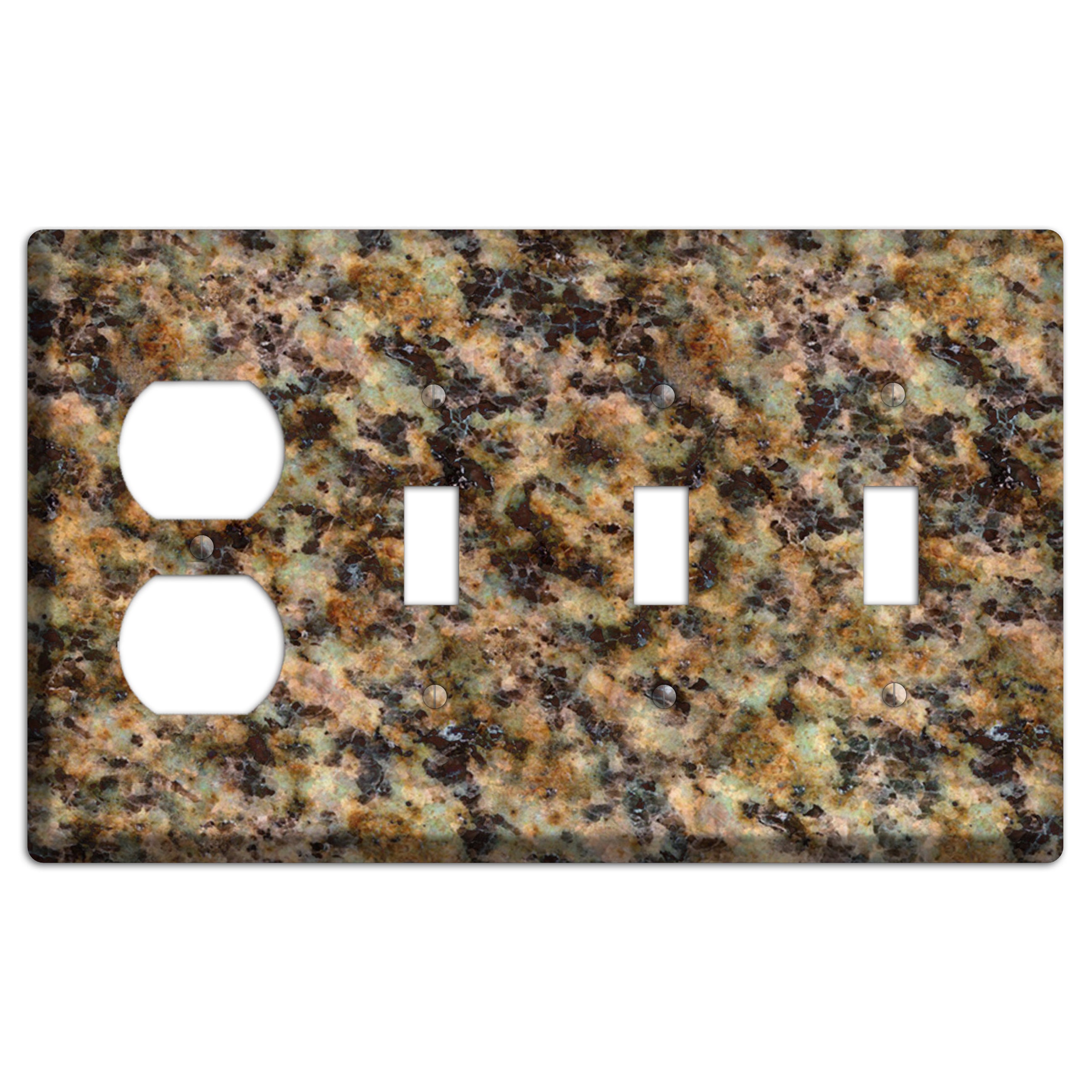 Verde Butterfly Granite Duplex / 3 Toggle Wallplate