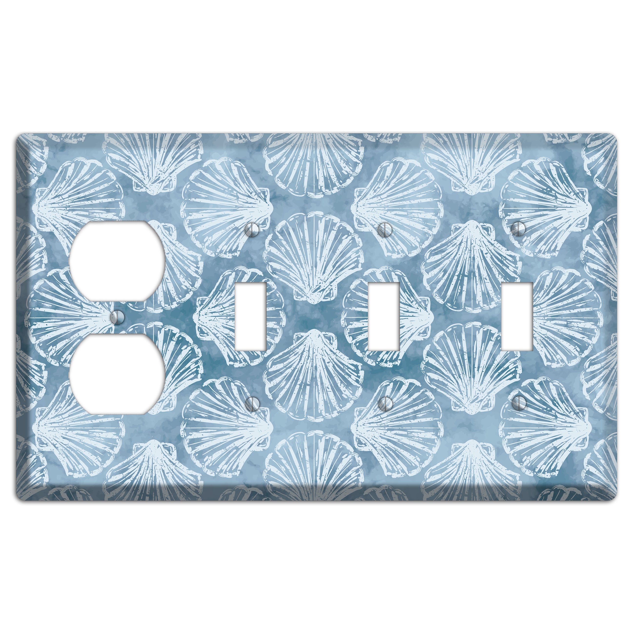 Coastal Shell Drift Duplex / 3 Toggle Wallplate