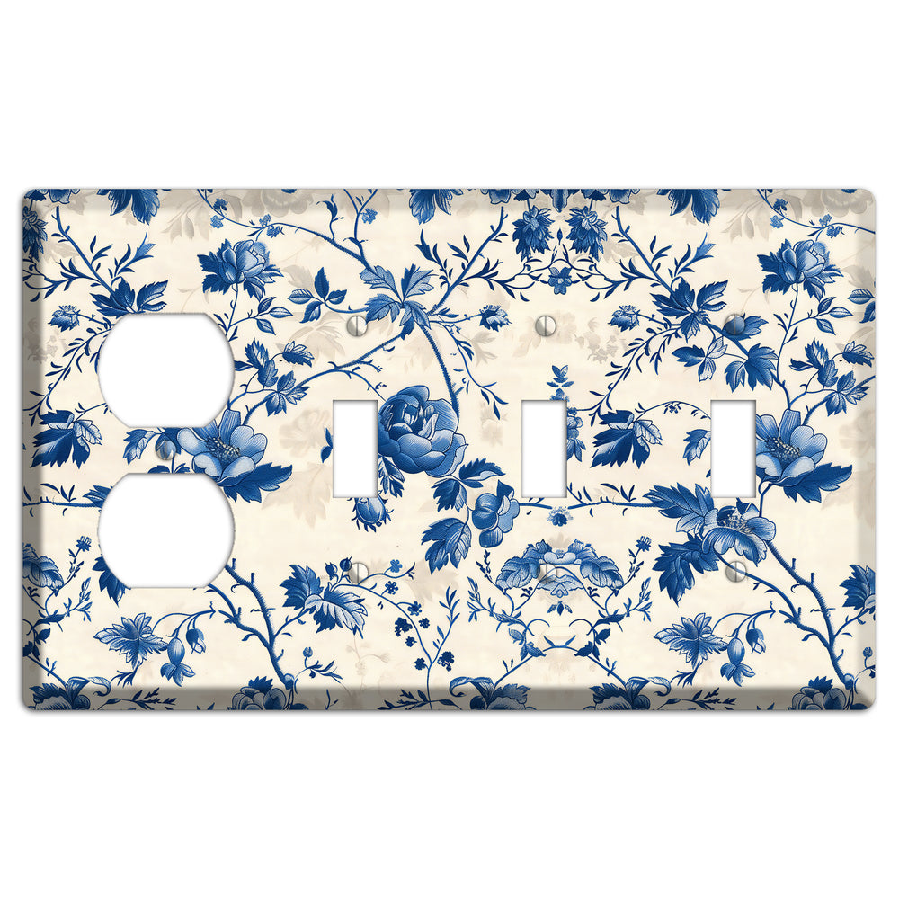 Porcelain Garden Riot Duplex / 3 Toggle Wallplate