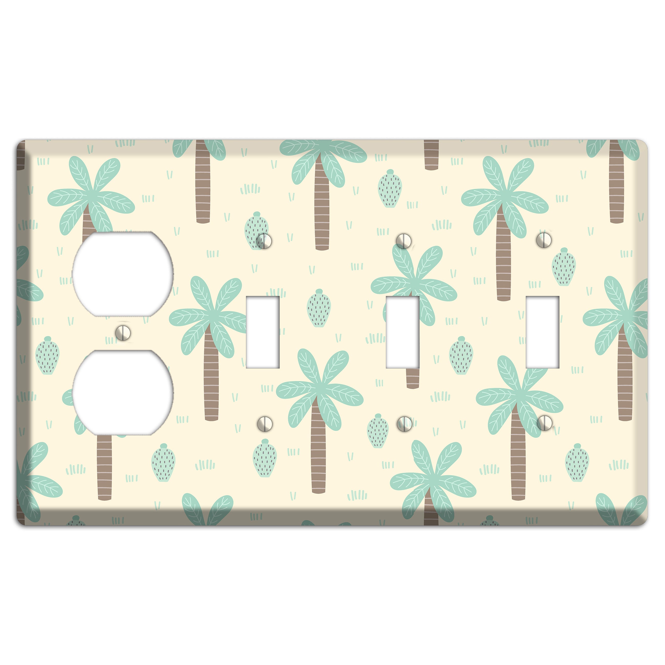 Dino Palmscape Duplex / 3 Toggle Wallplate