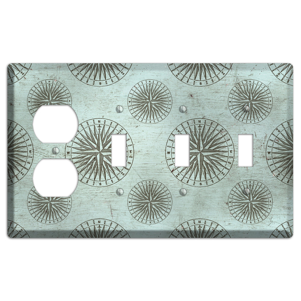 Compass & Current Duplex / 3 Toggle Wallplate
