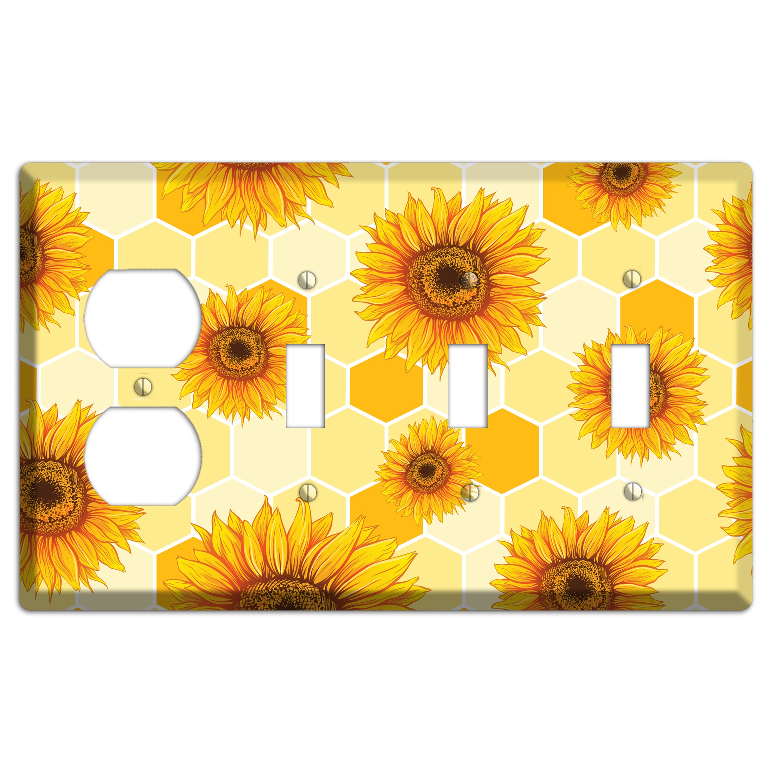 Sunflower & Comb Duplex / 3 Toggle Wallplate